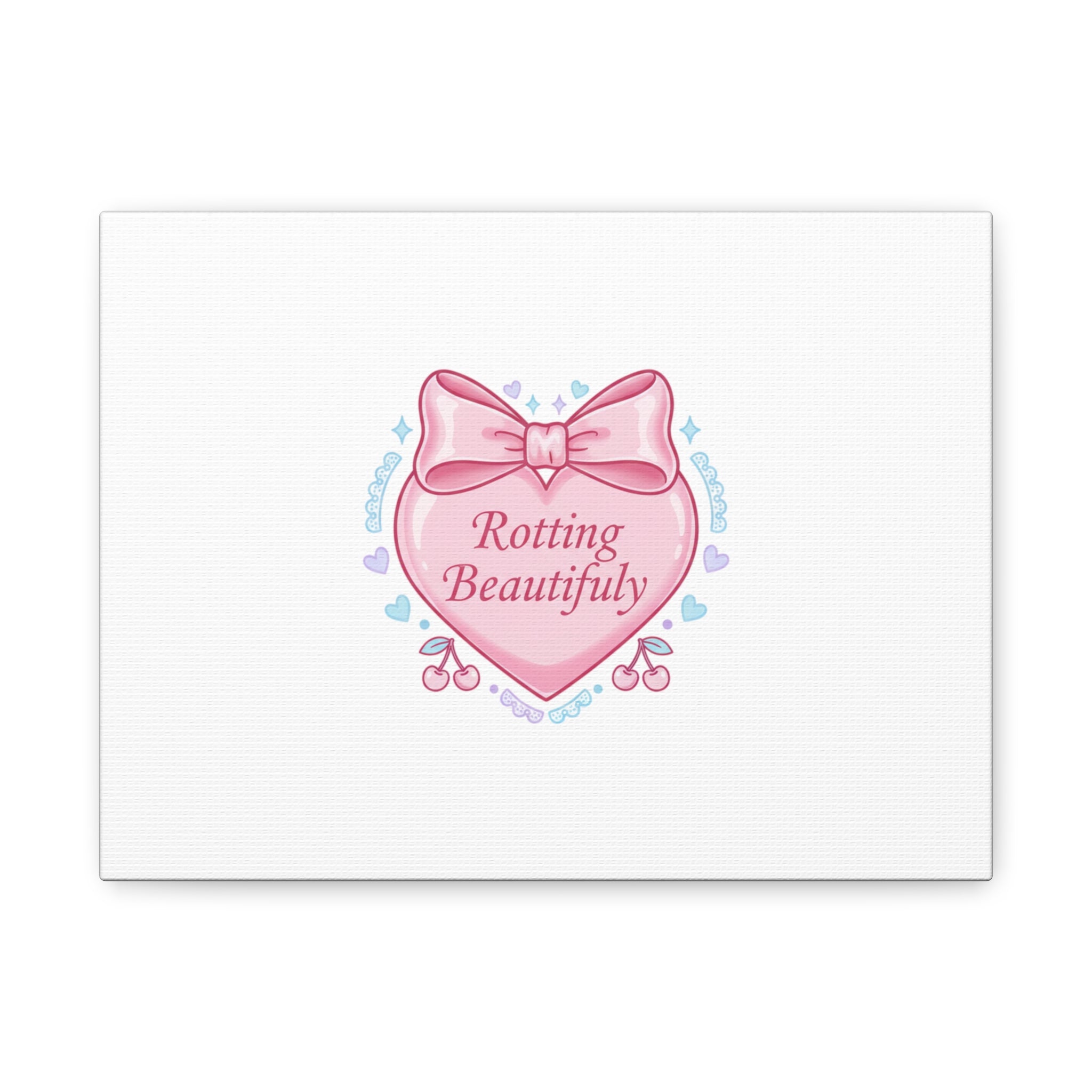 Rotting Beautifully Canvas | Coquette ribbon art, pastel humor