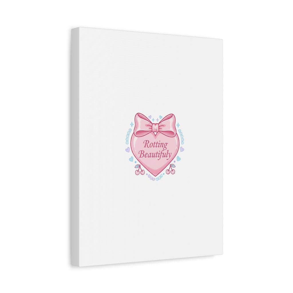 Rotting Beautifully Canvas | Coquette ribbon art, pastel humor