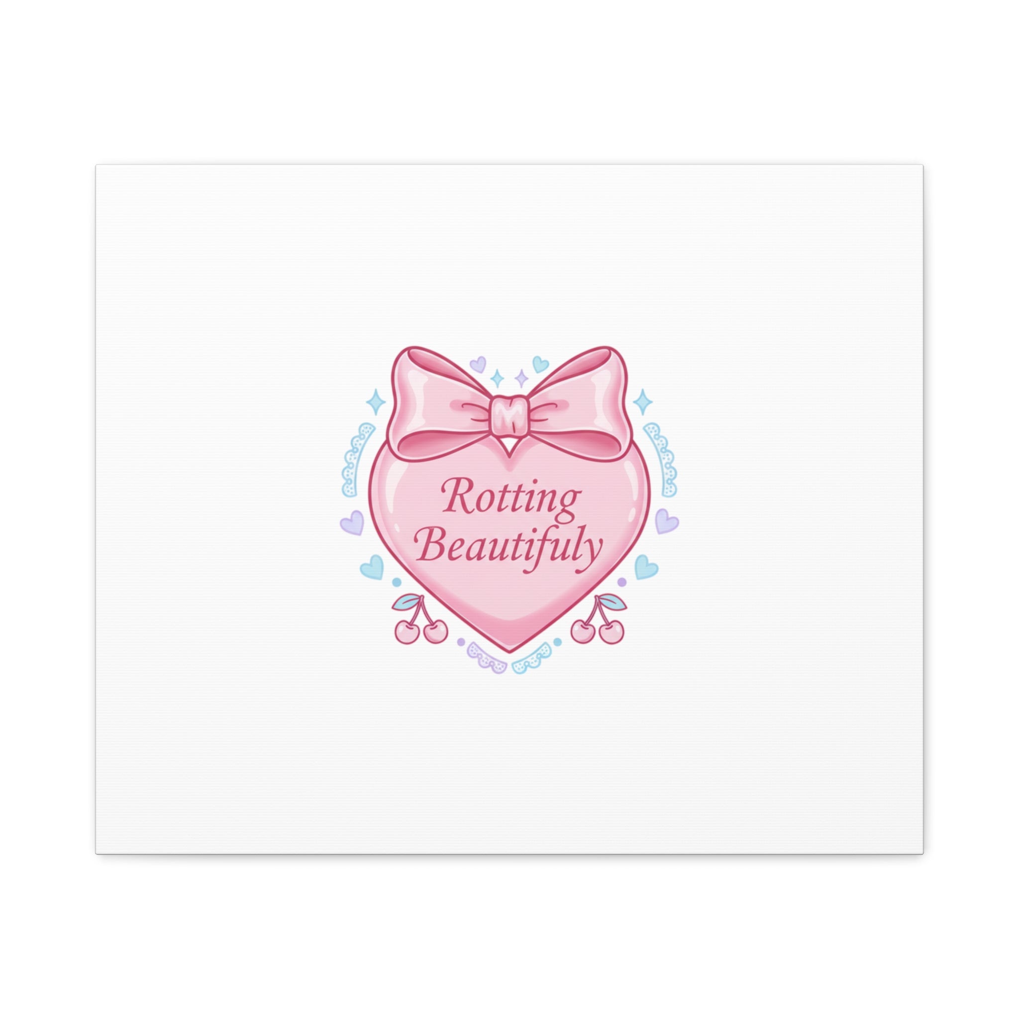 Rotting Beautifully Canvas | Coquette ribbon art, pastel humor