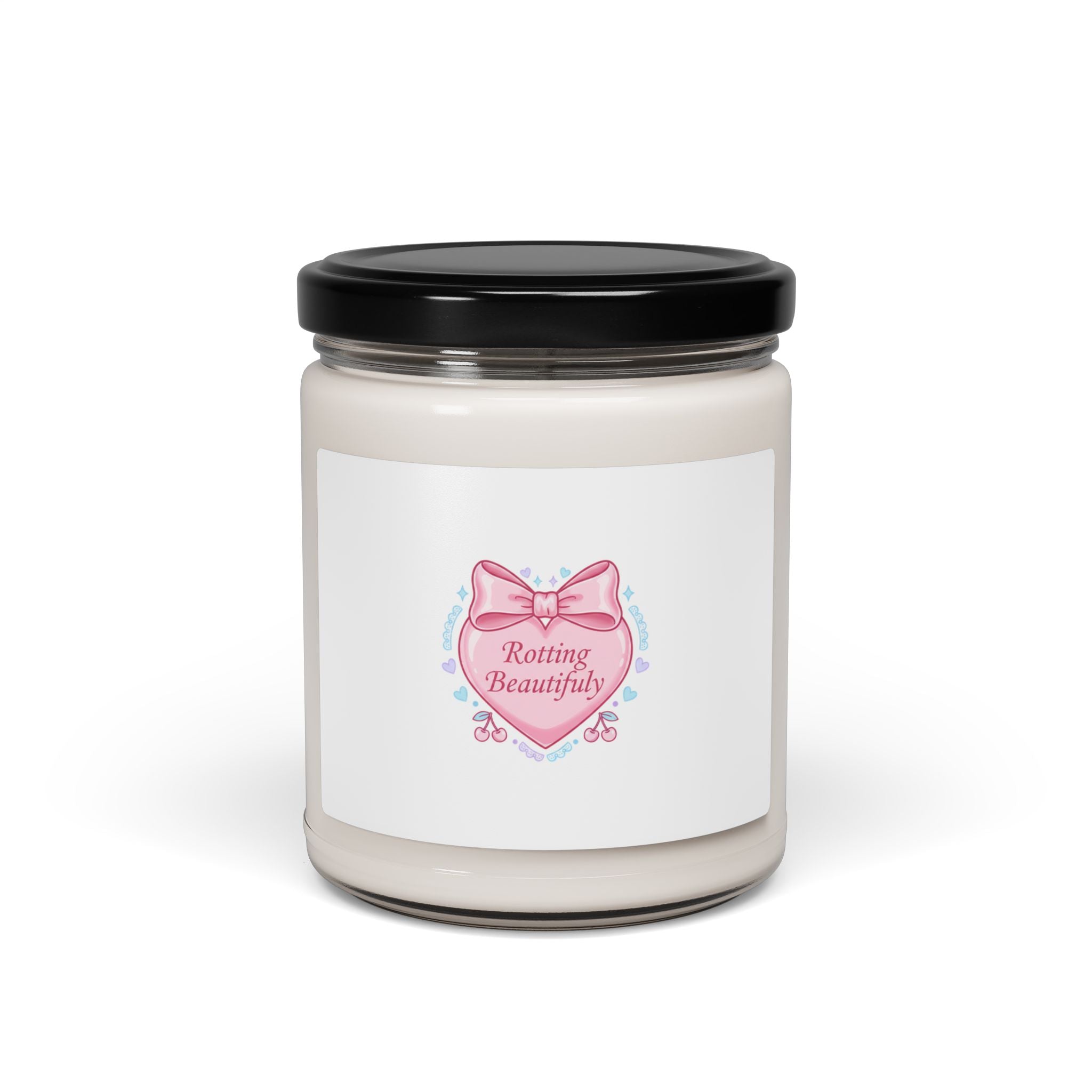 Rotting Beautifully Candle | Coquette Ribbon Humor, Pastel Lace Aesthetic