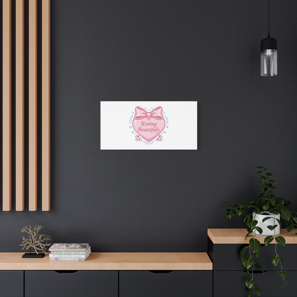 Rotting Beautifully Canvas | Coquette ribbon art, pastel humor