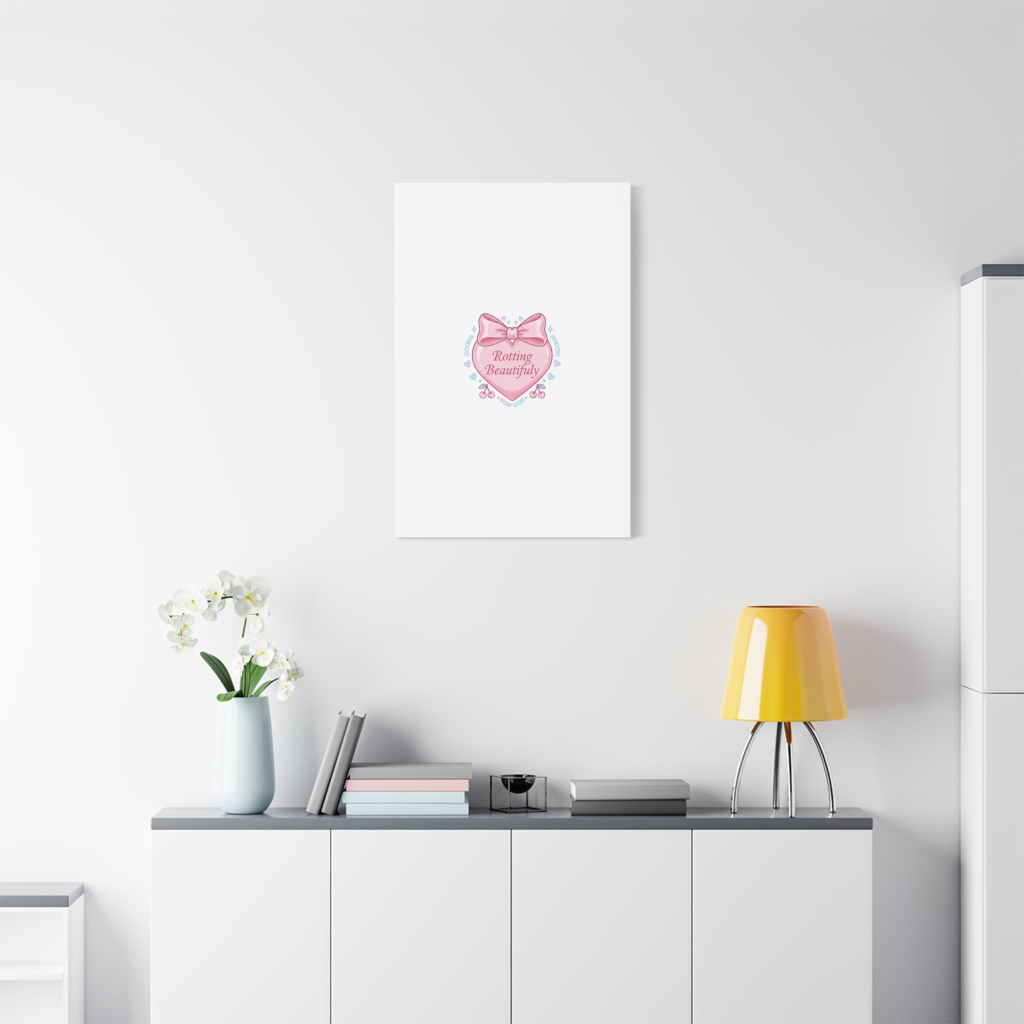 Rotting Beautifully Canvas | Coquette ribbon art, pastel humor