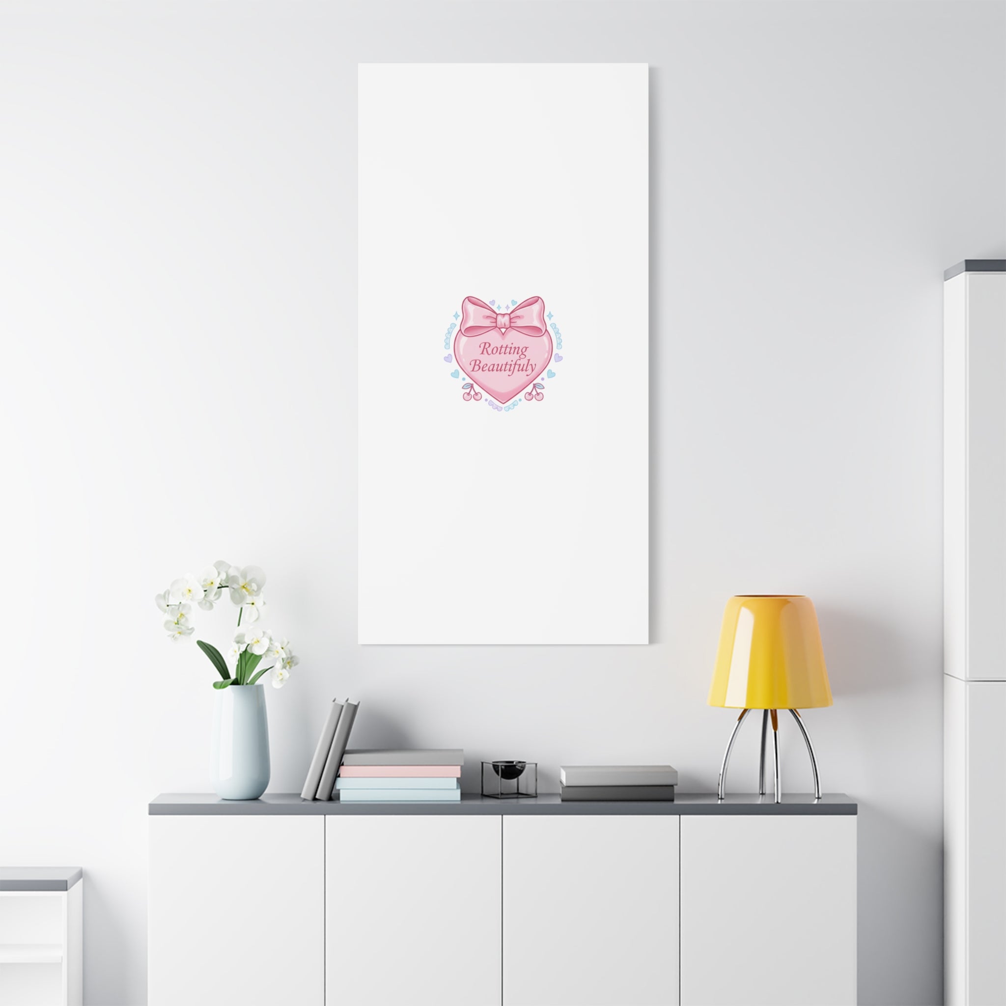 Rotting Beautifully Canvas | Coquette ribbon art, pastel humor