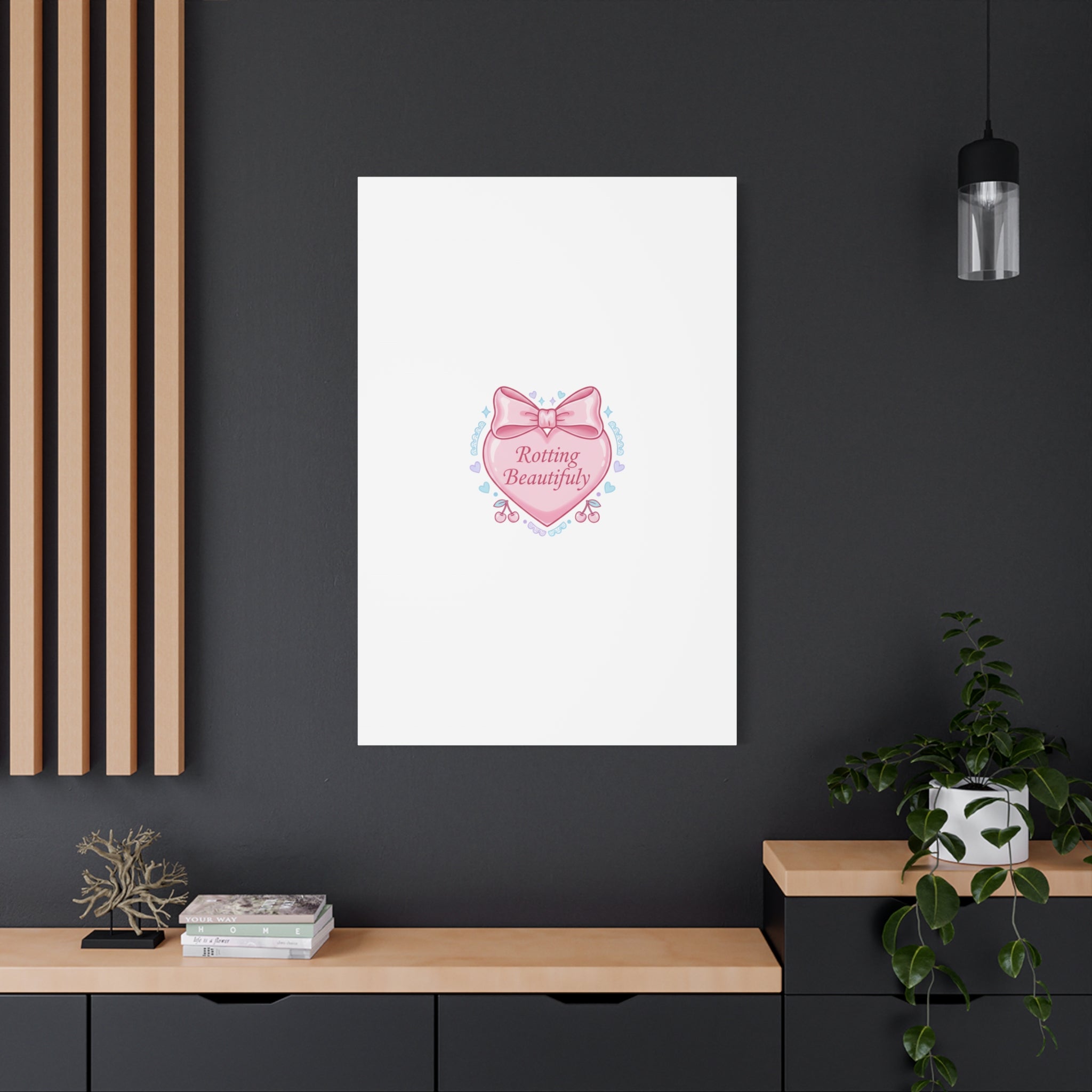 Rotting Beautifully Canvas | Coquette ribbon art, pastel humor