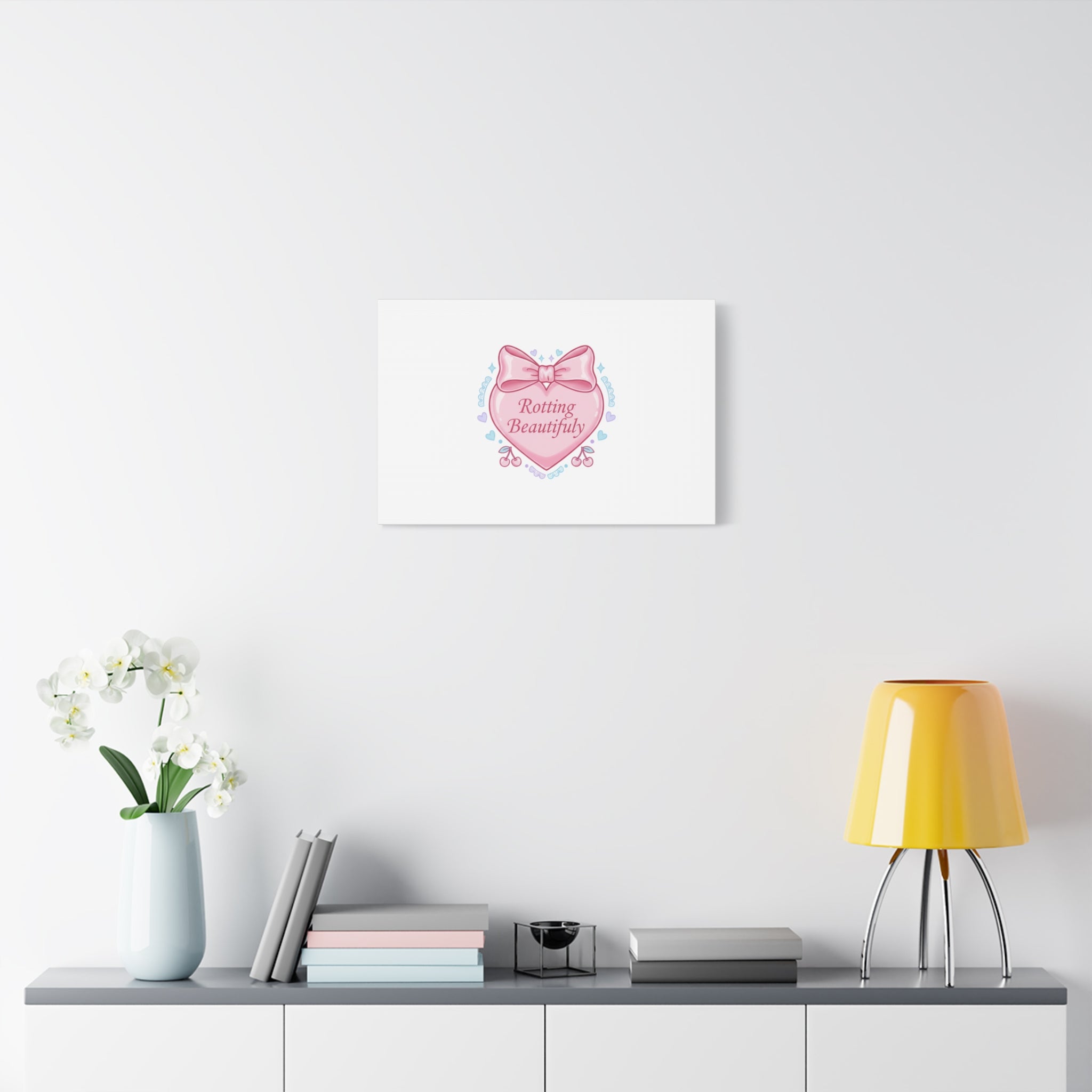 Rotting Beautifully Canvas | Coquette ribbon art, pastel humor
