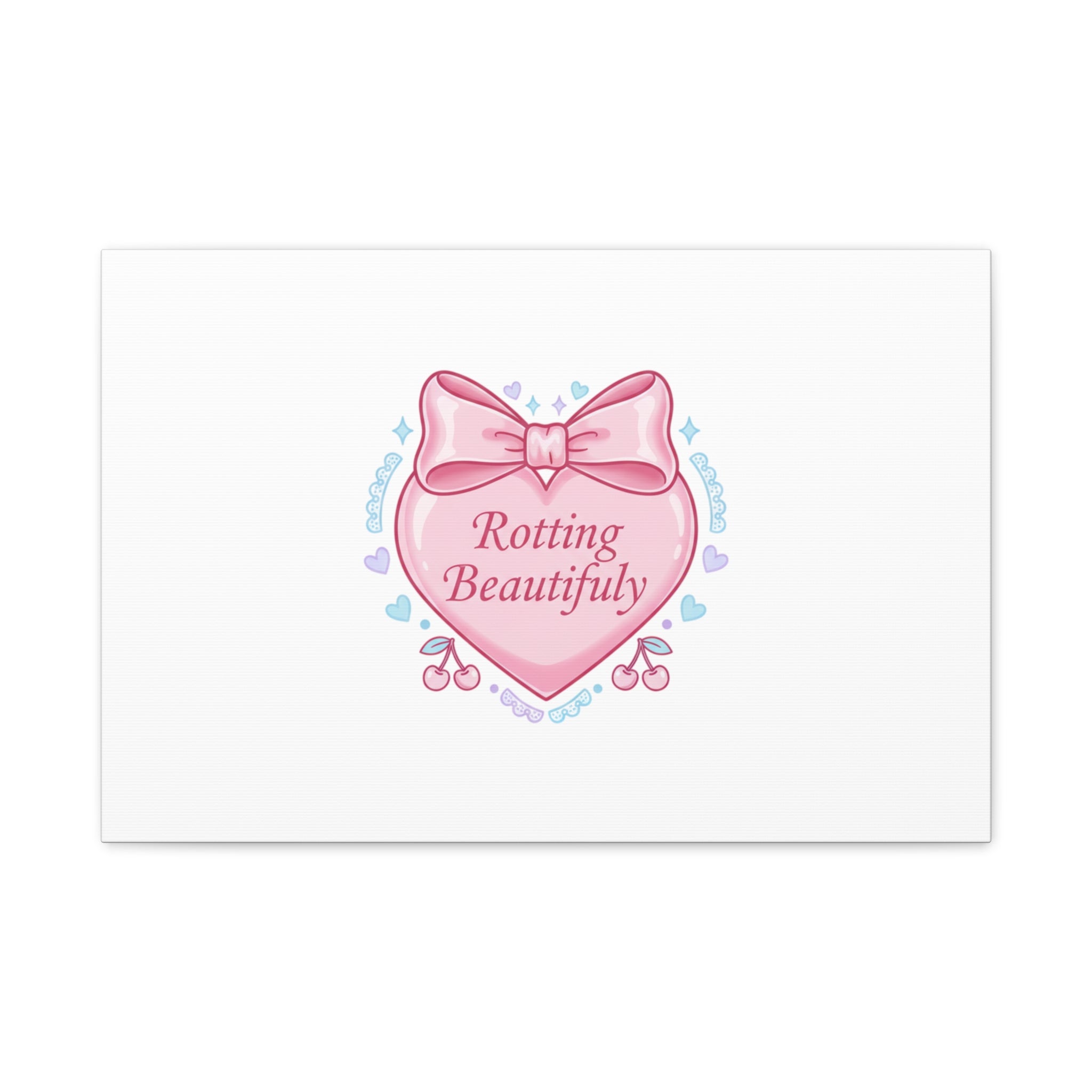 Rotting Beautifully Canvas | Coquette ribbon art, pastel humor
