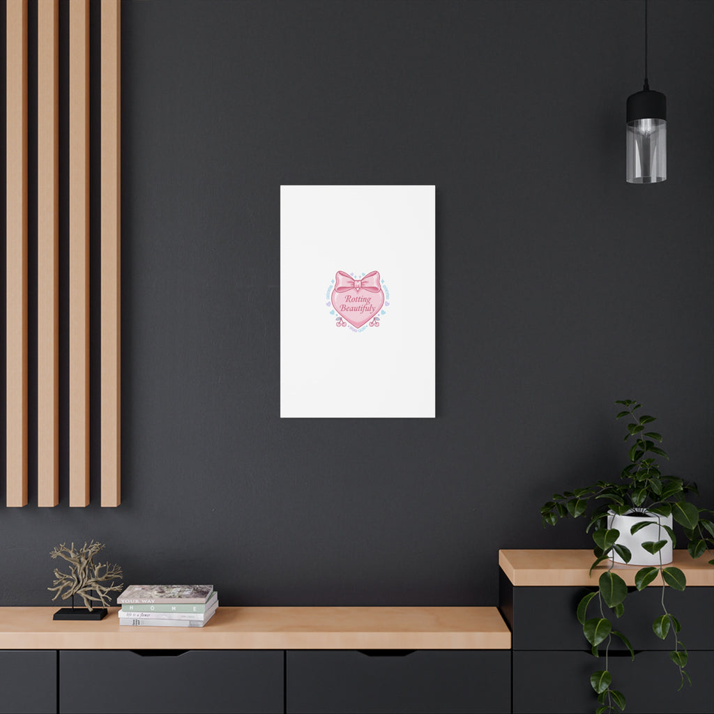 Rotting Beautifully Canvas | Coquette ribbon art, pastel humor