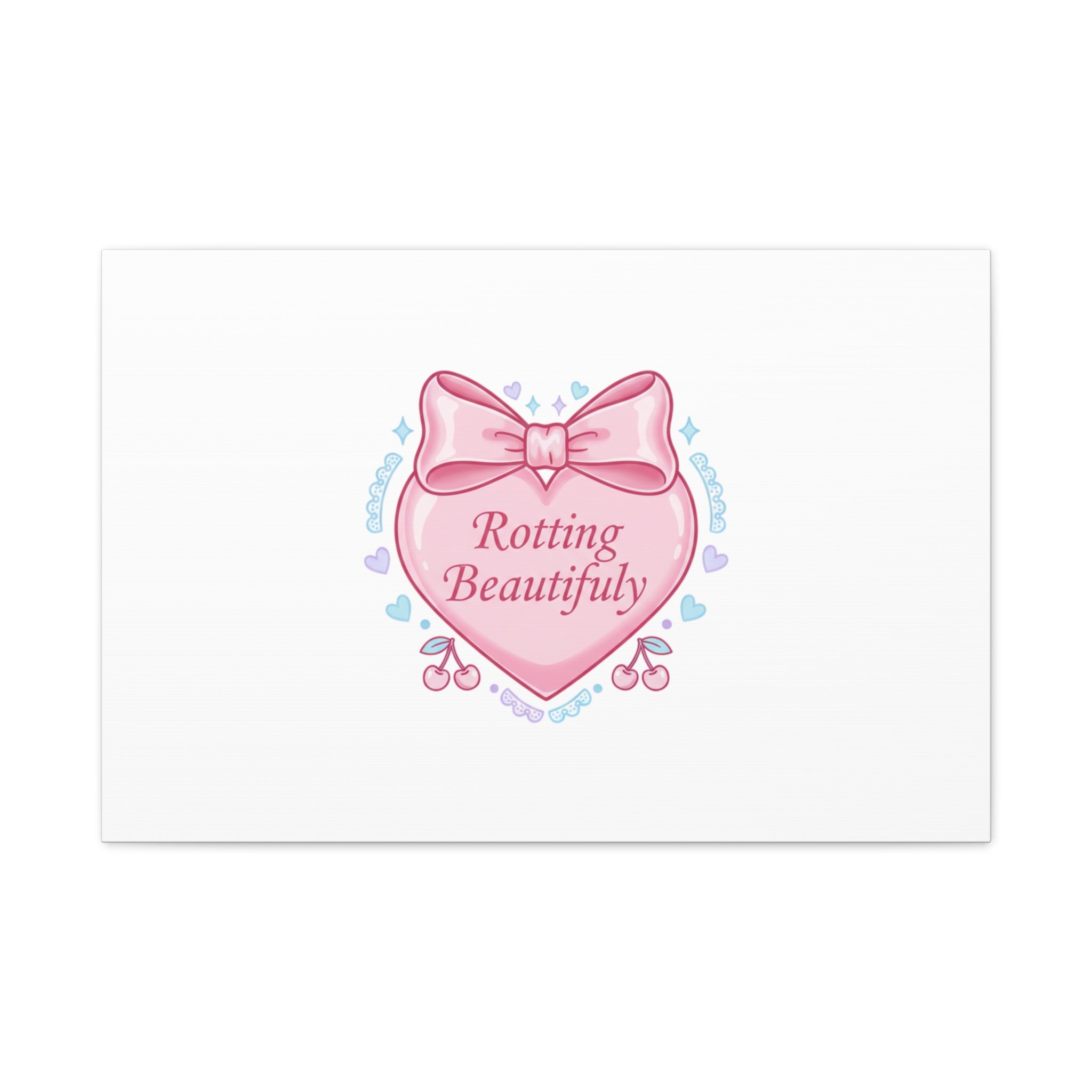 Rotting Beautifully Canvas | Coquette ribbon art, pastel humor