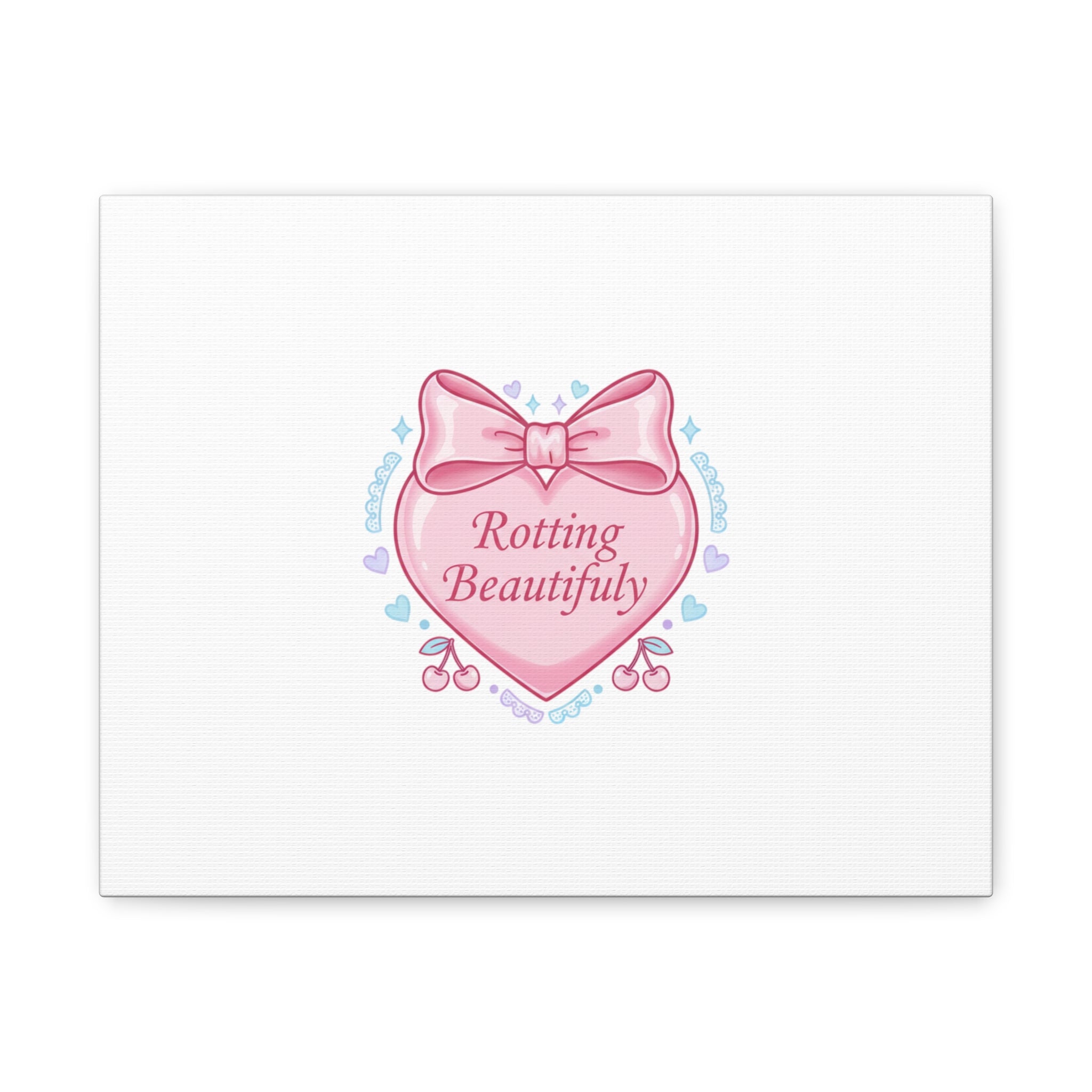 Rotting Beautifully Canvas | Coquette ribbon art, pastel humor