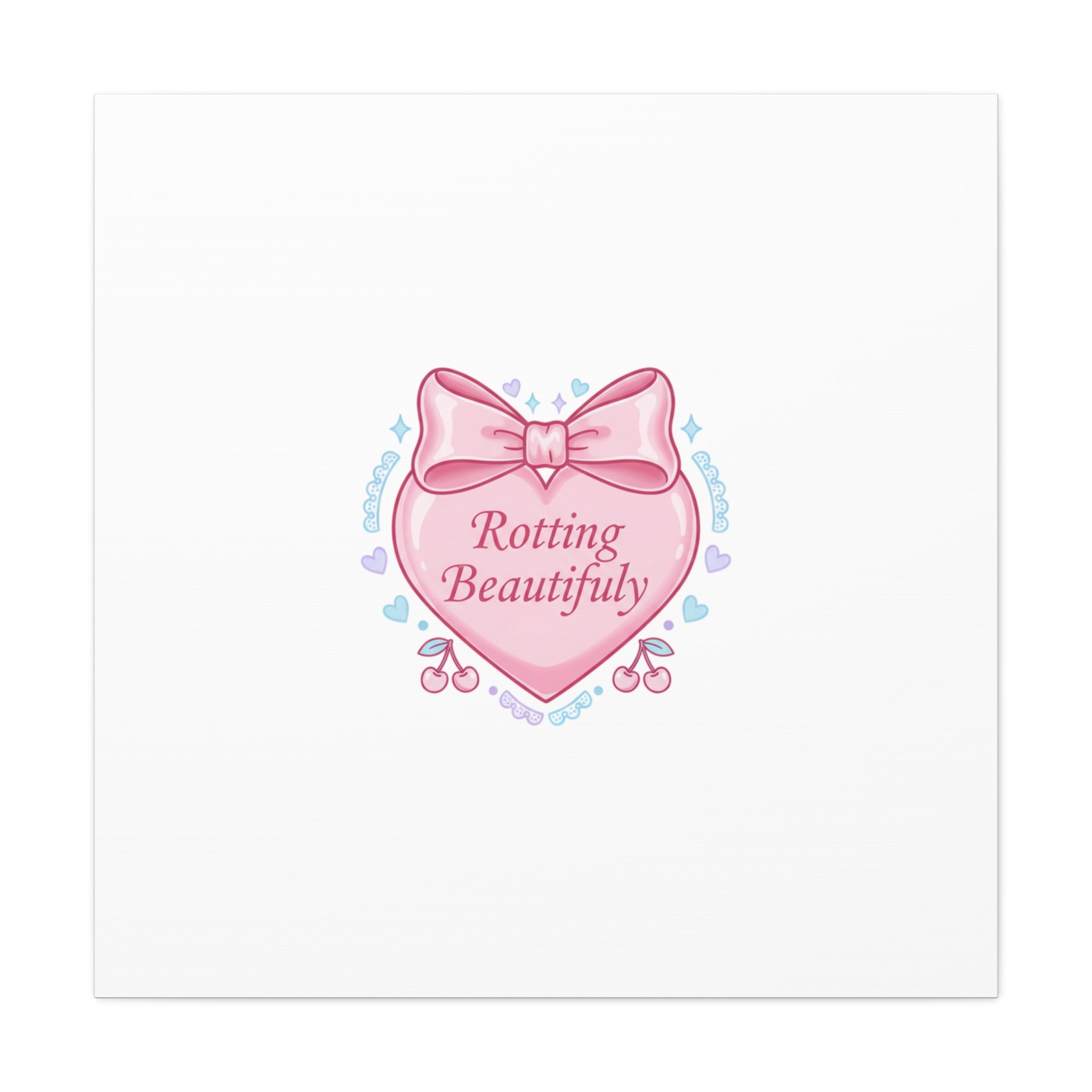 Rotting Beautifully Canvas | Coquette ribbon art, pastel humor