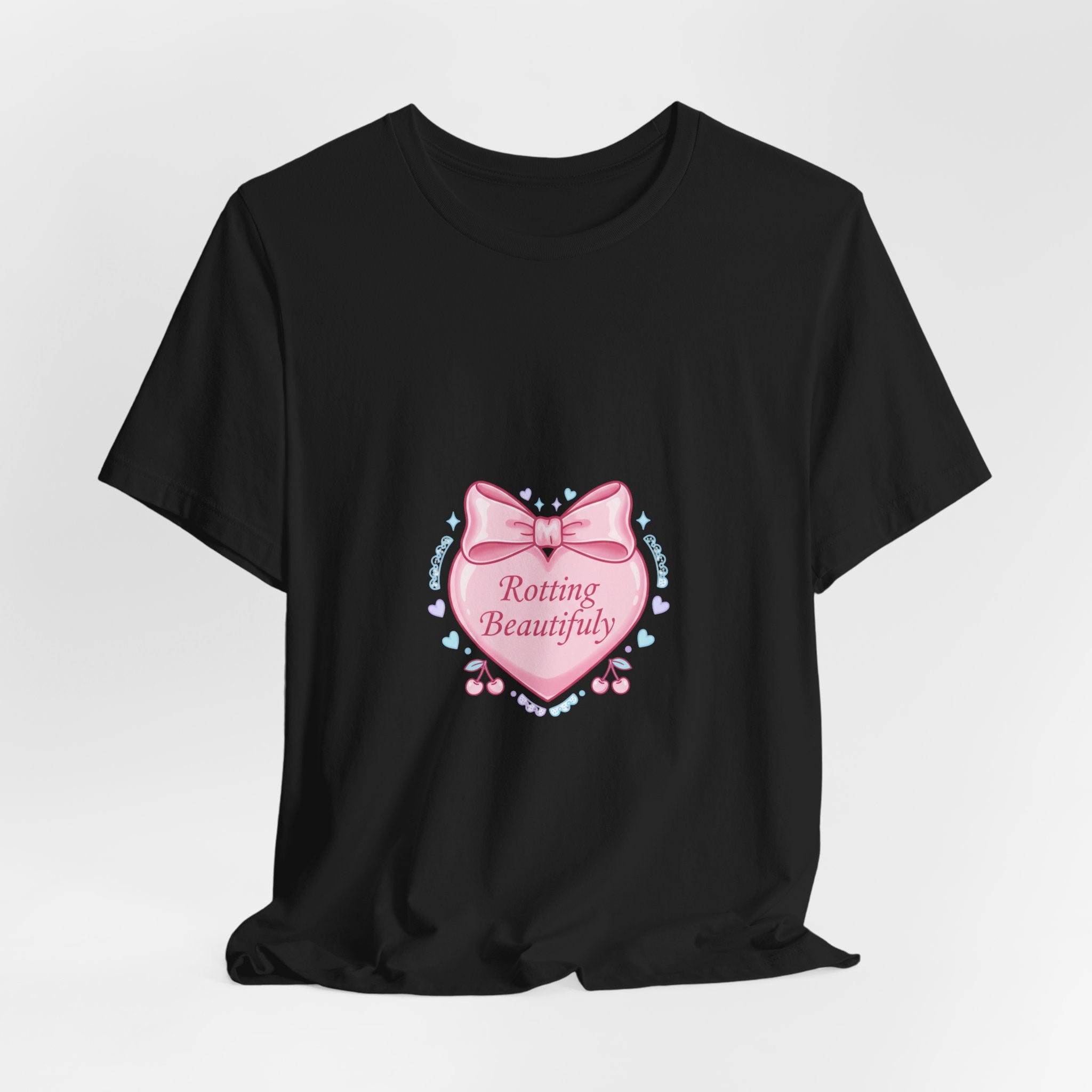 Rotting Beautifully Tee | Coquette ribbon art, pastel humor