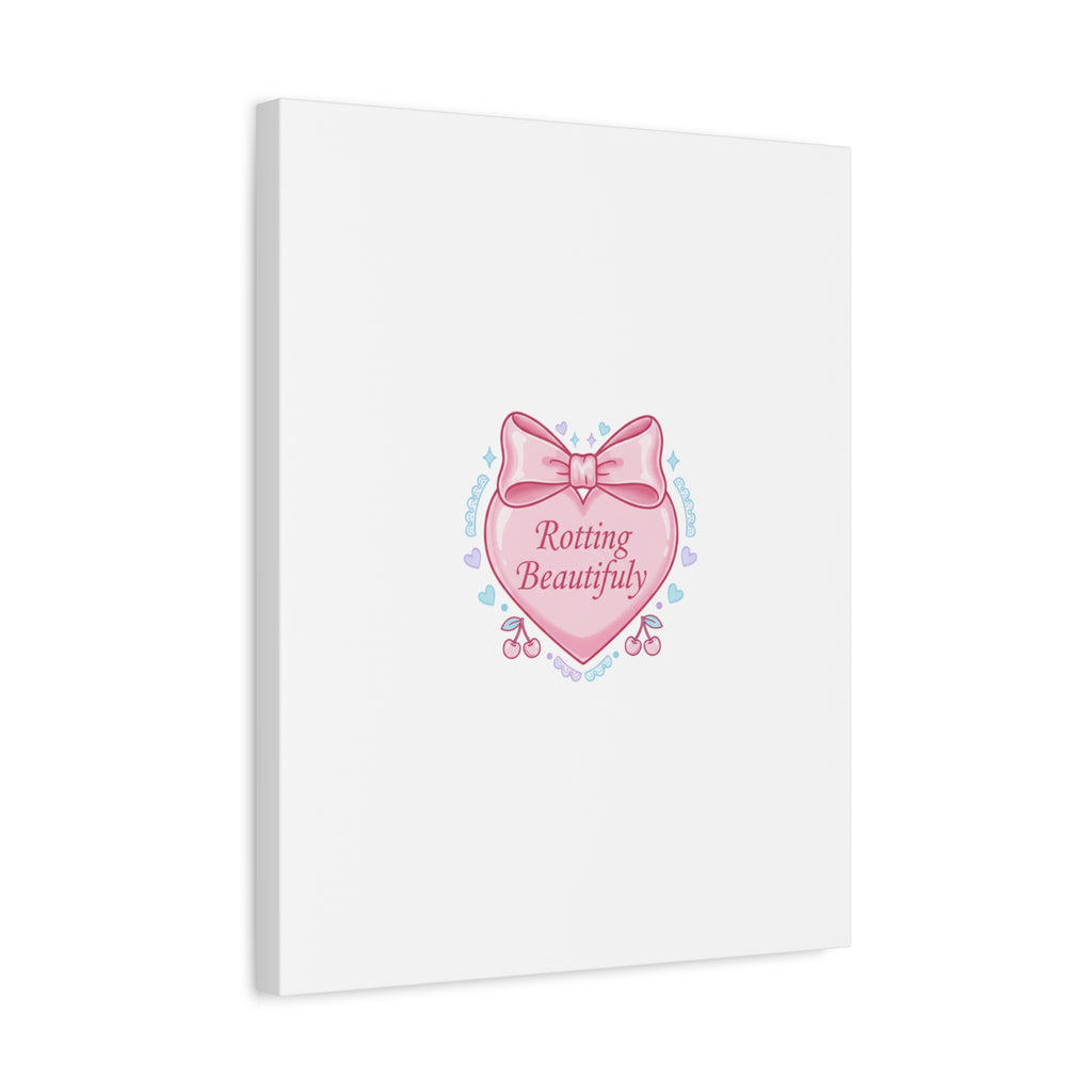 Rotting Beautifully Canvas | Coquette ribbon art, pastel humor