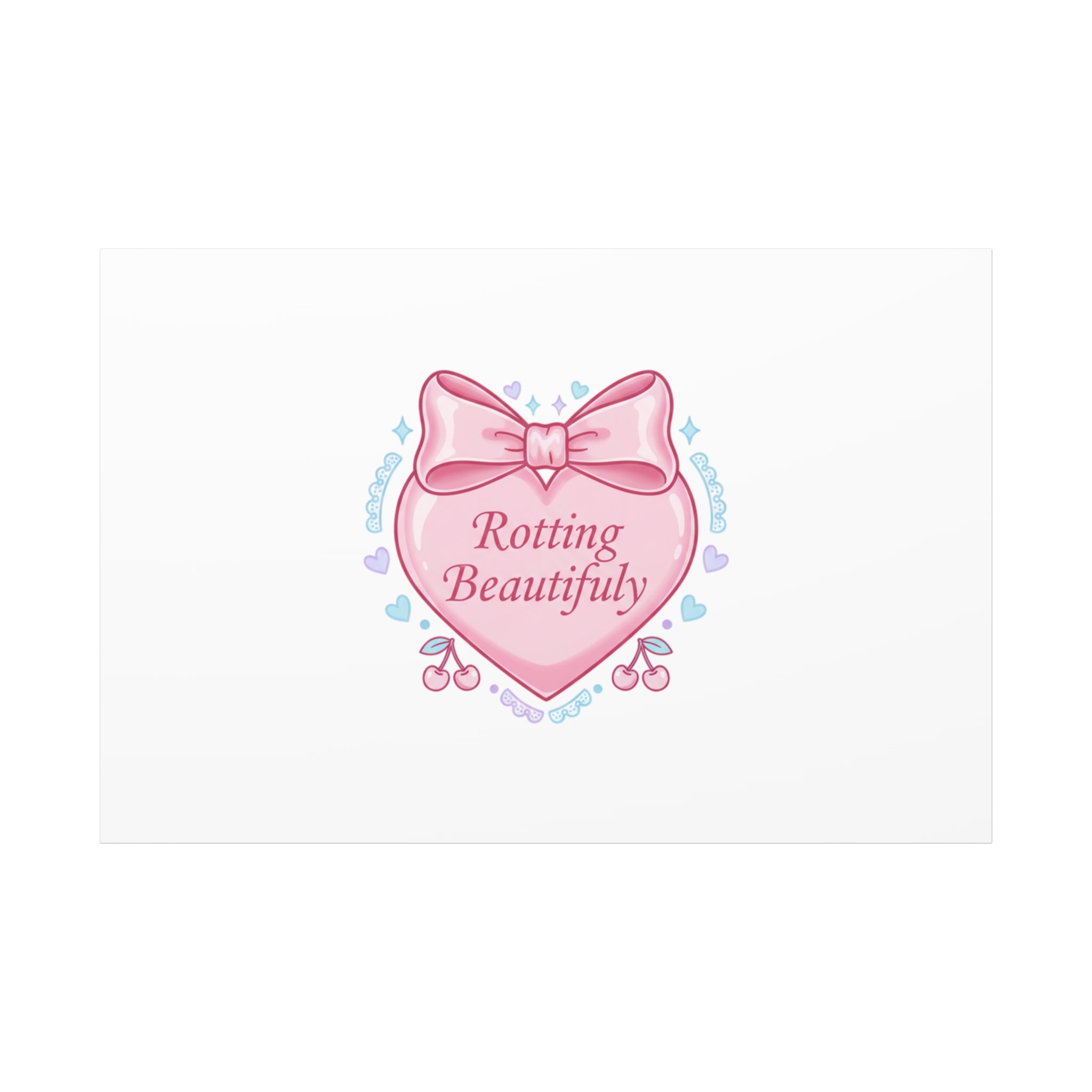 Rotting Beautifully Canvas | Coquette ribbon art, pastel humor