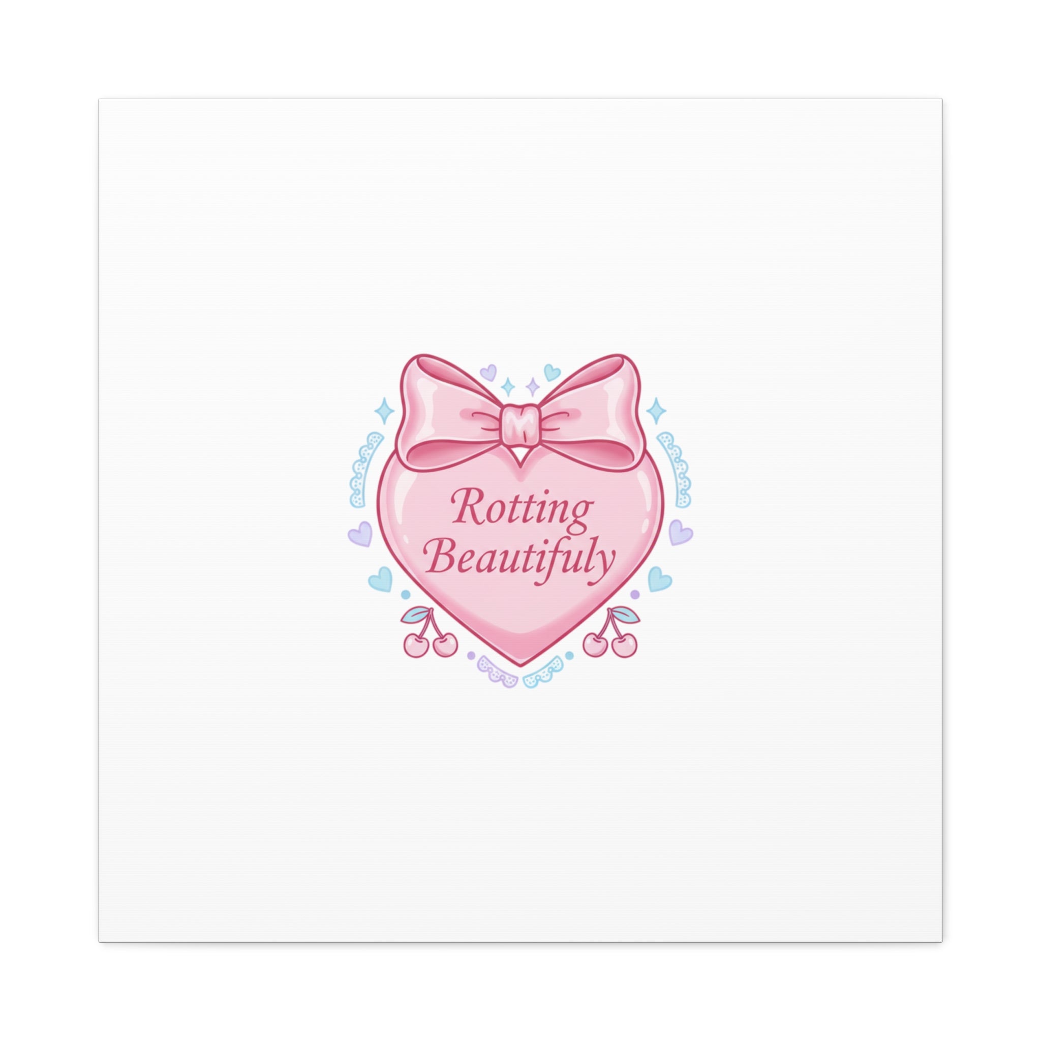 Rotting Beautifully Canvas | Coquette ribbon art, pastel humor