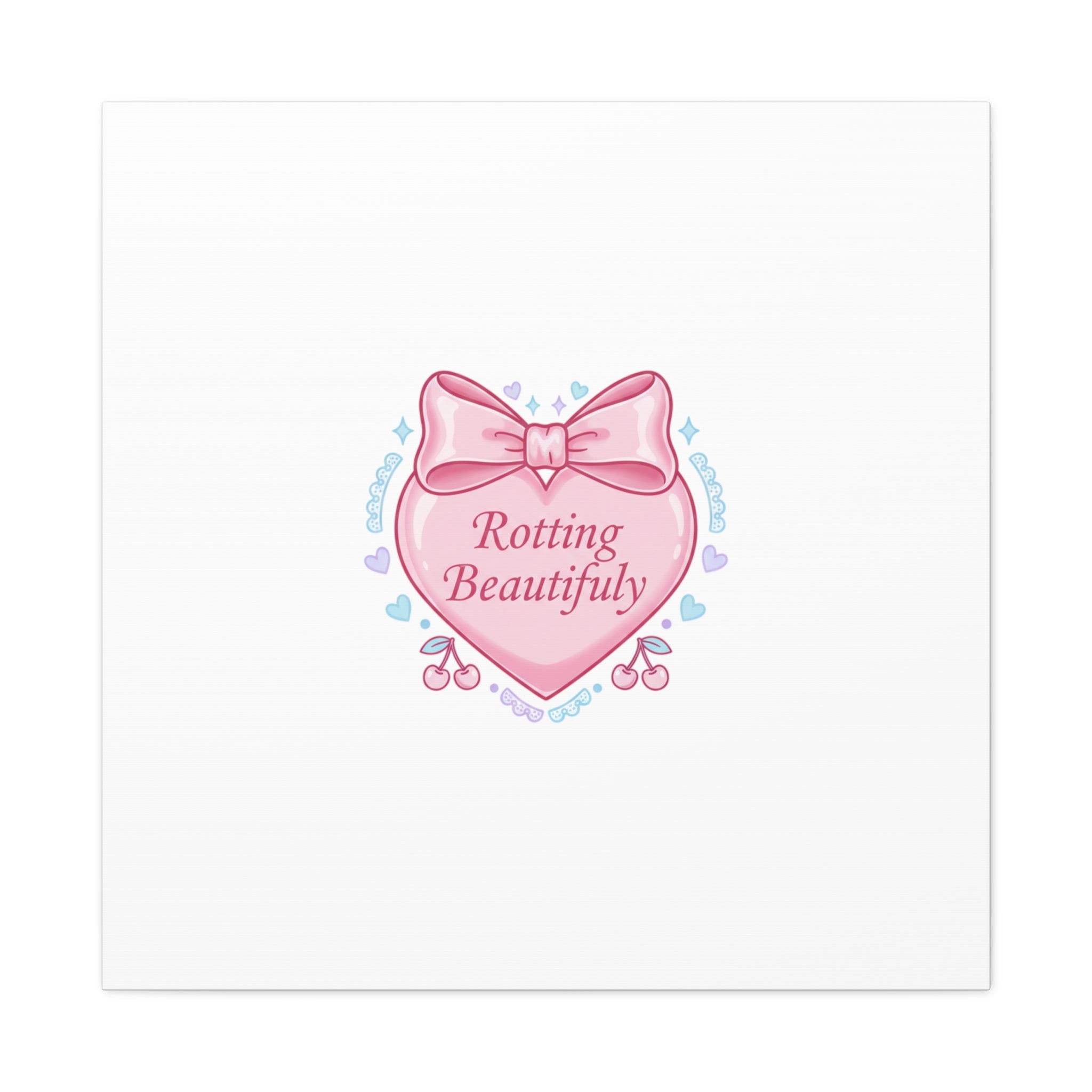 Rotting Beautifully Canvas | Coquette ribbon art, pastel humor