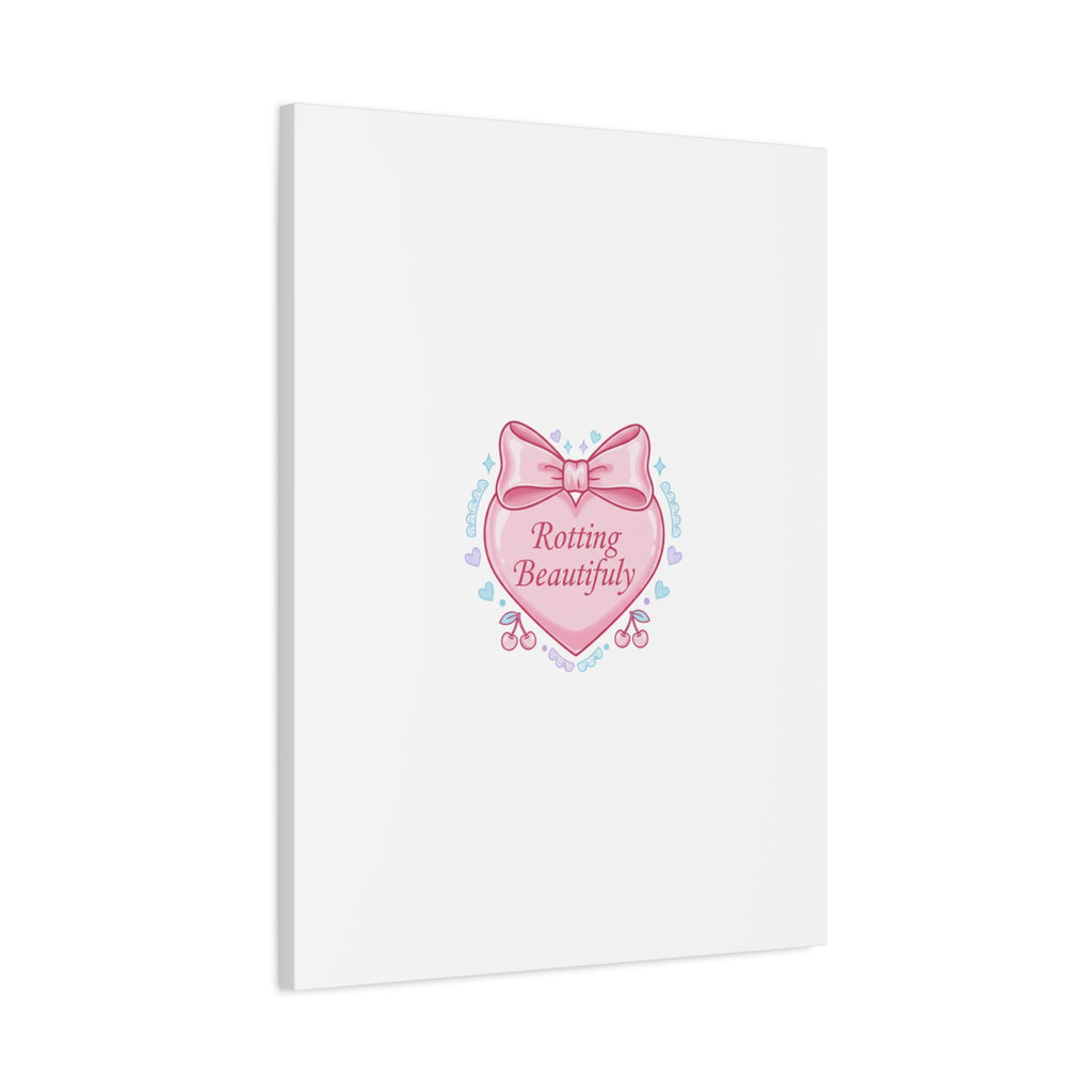 Rotting Beautifully Canvas | Coquette ribbon art, pastel humor