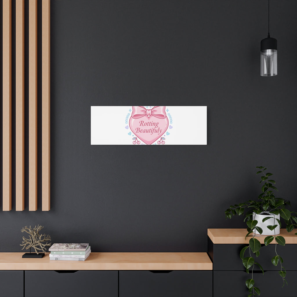 Rotting Beautifully Canvas | Coquette ribbon art, pastel humor