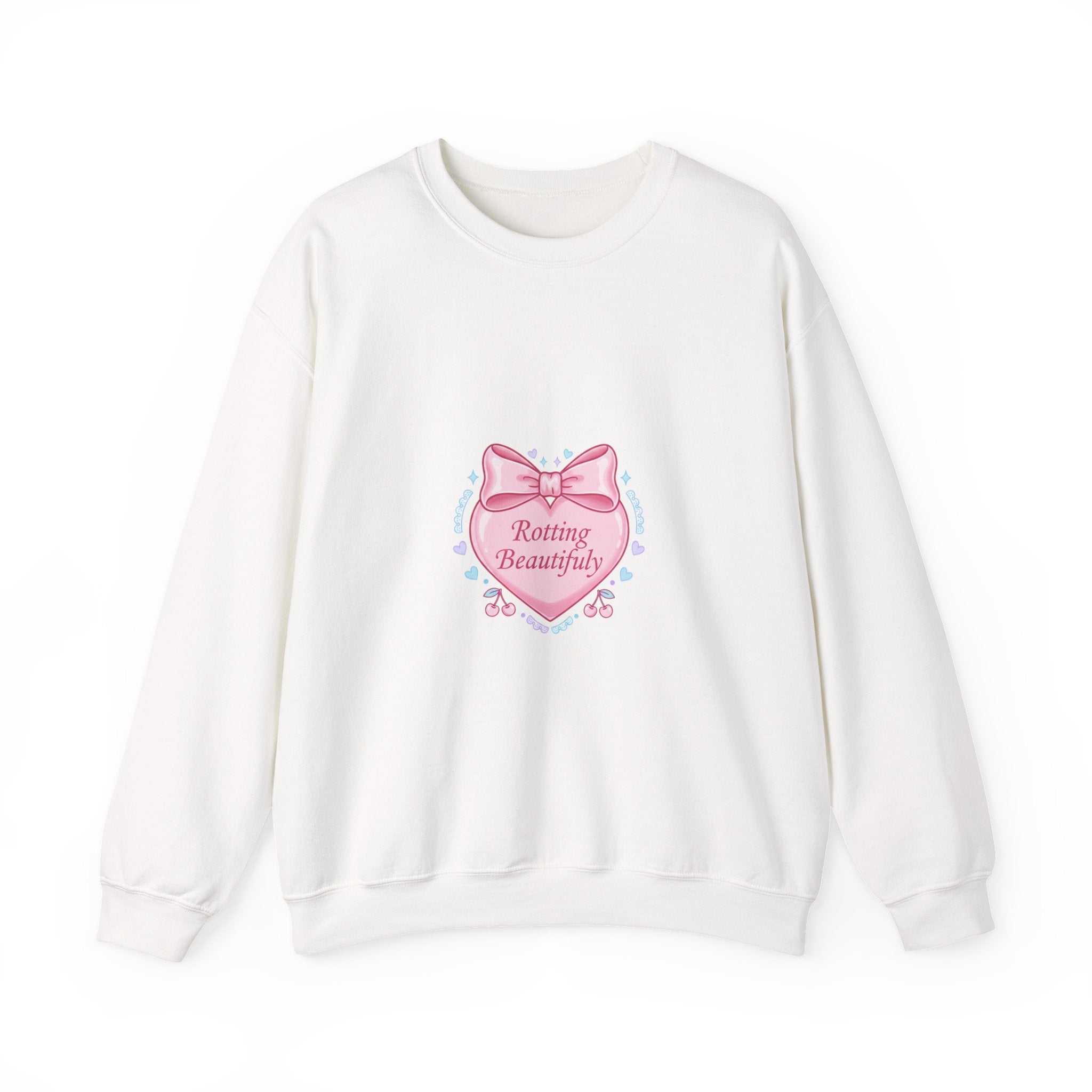 Rotting Beautifully Crewneck Sweatshirt | coquette ribbon, pastel humor