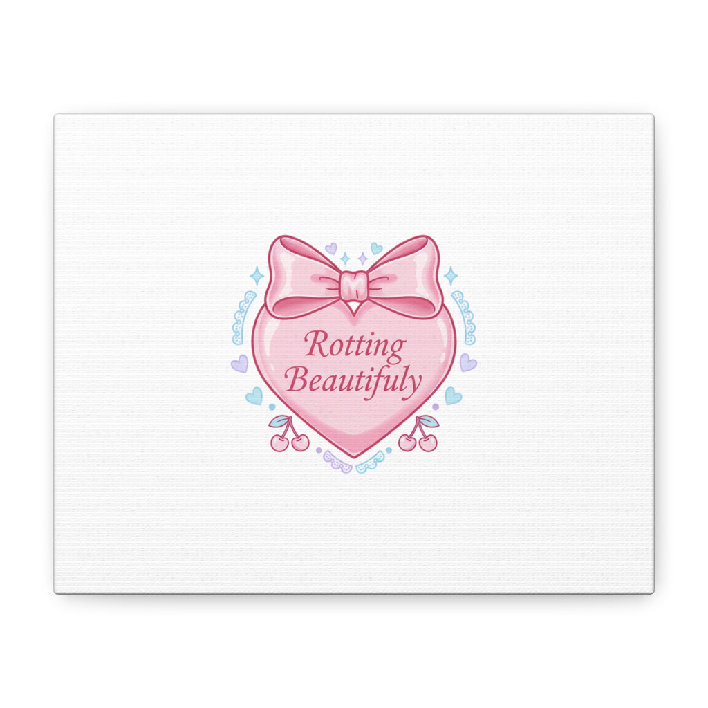 Rotting Beautifully Canvas | Coquette ribbon art, pastel humor
