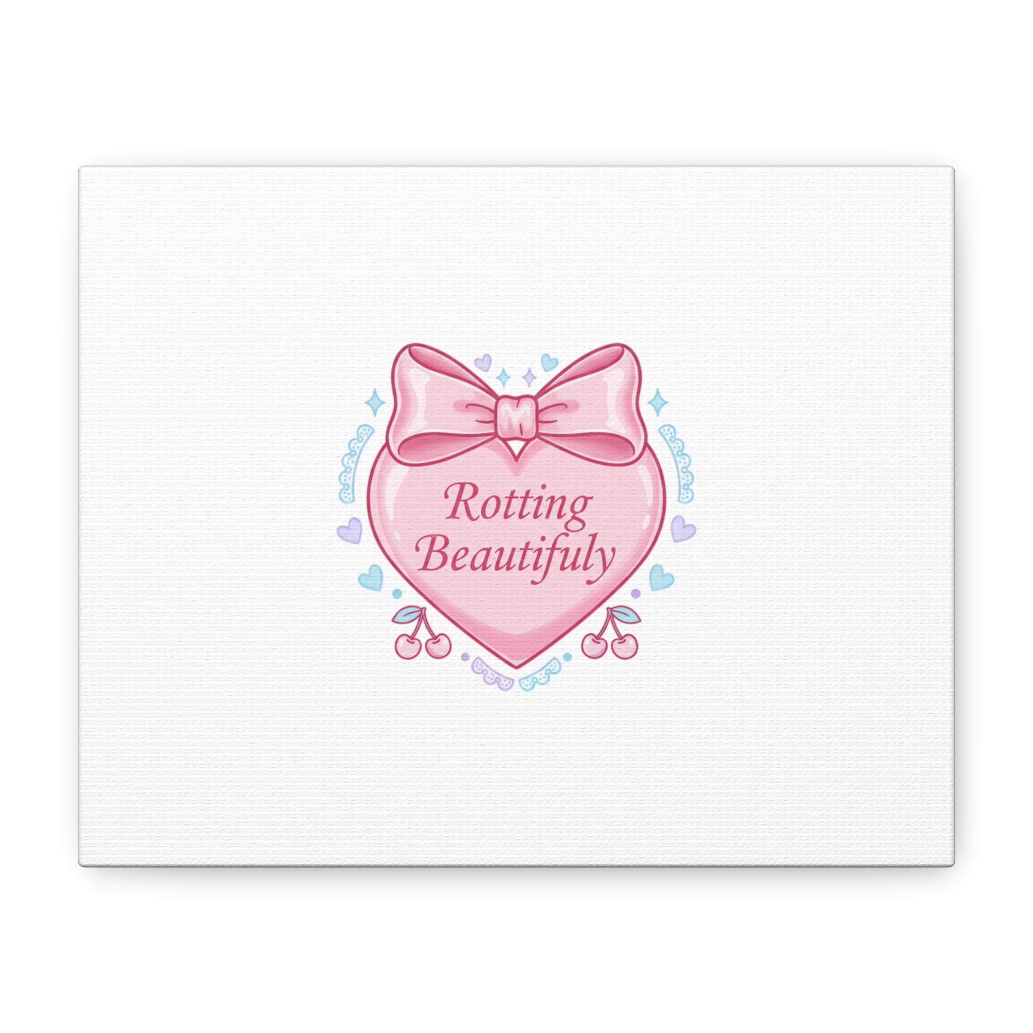Rotting Beautifully Canvas | Coquette ribbon art, pastel humor