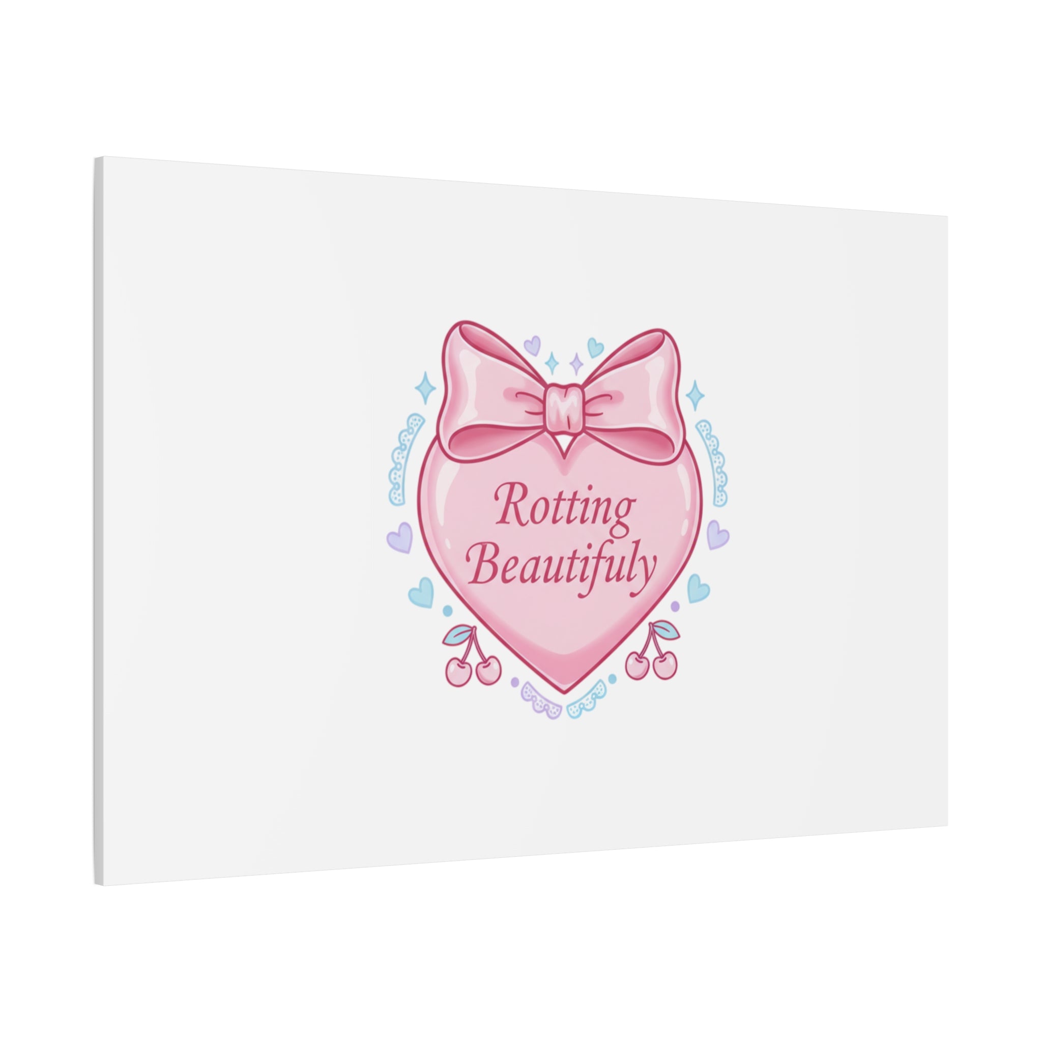 Rotting Beautifully Canvas | Coquette ribbon art, pastel humor
