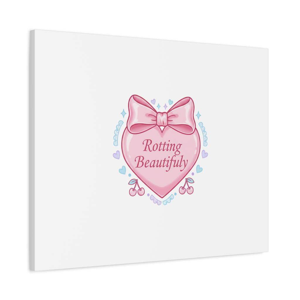 Rotting Beautifully Canvas | Coquette ribbon art, pastel humor