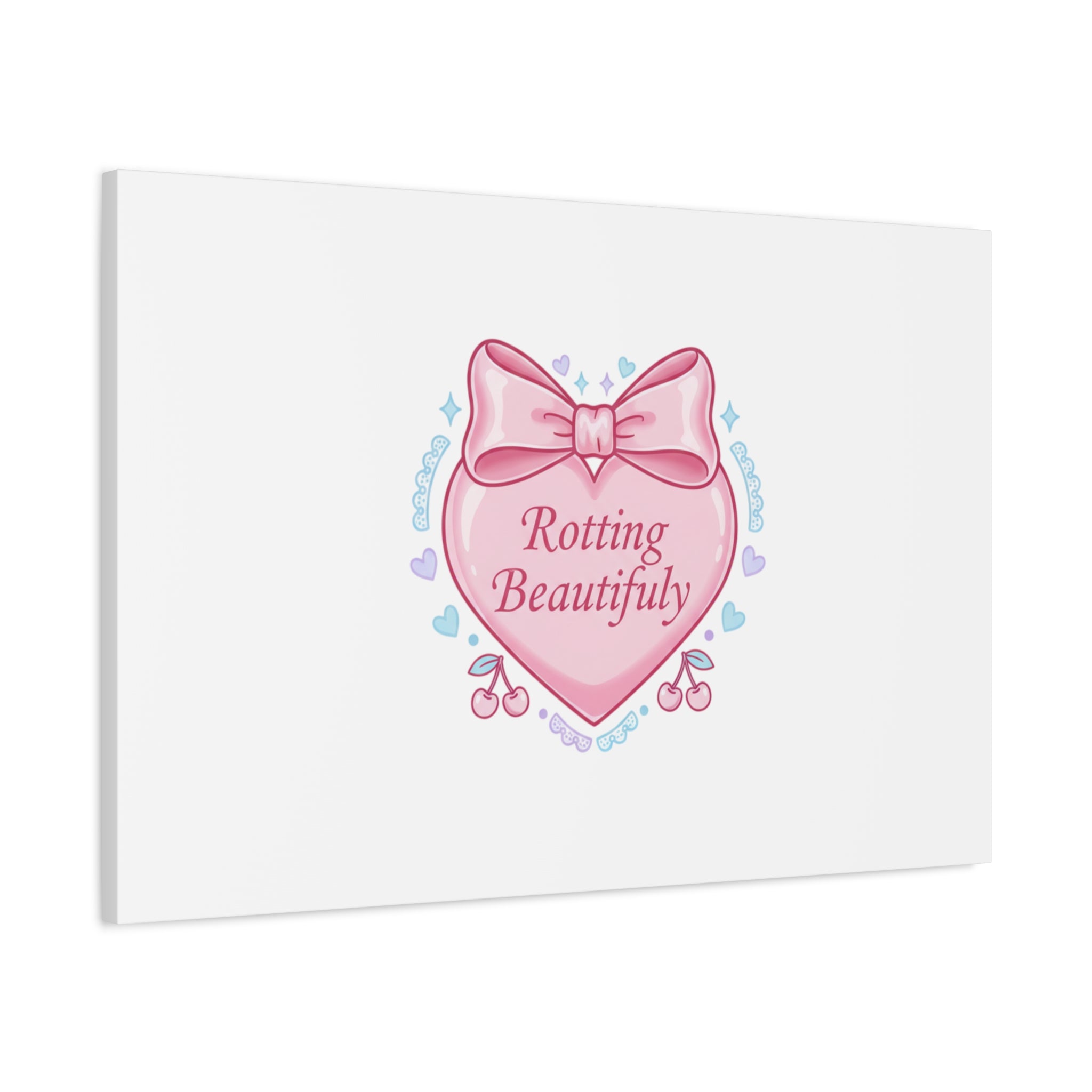 Rotting Beautifully Canvas | Coquette ribbon art, pastel humor