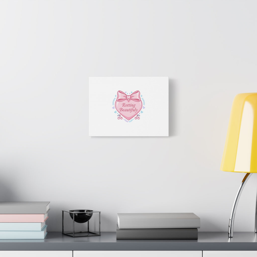 Rotting Beautifully Canvas | Coquette ribbon art, pastel humor