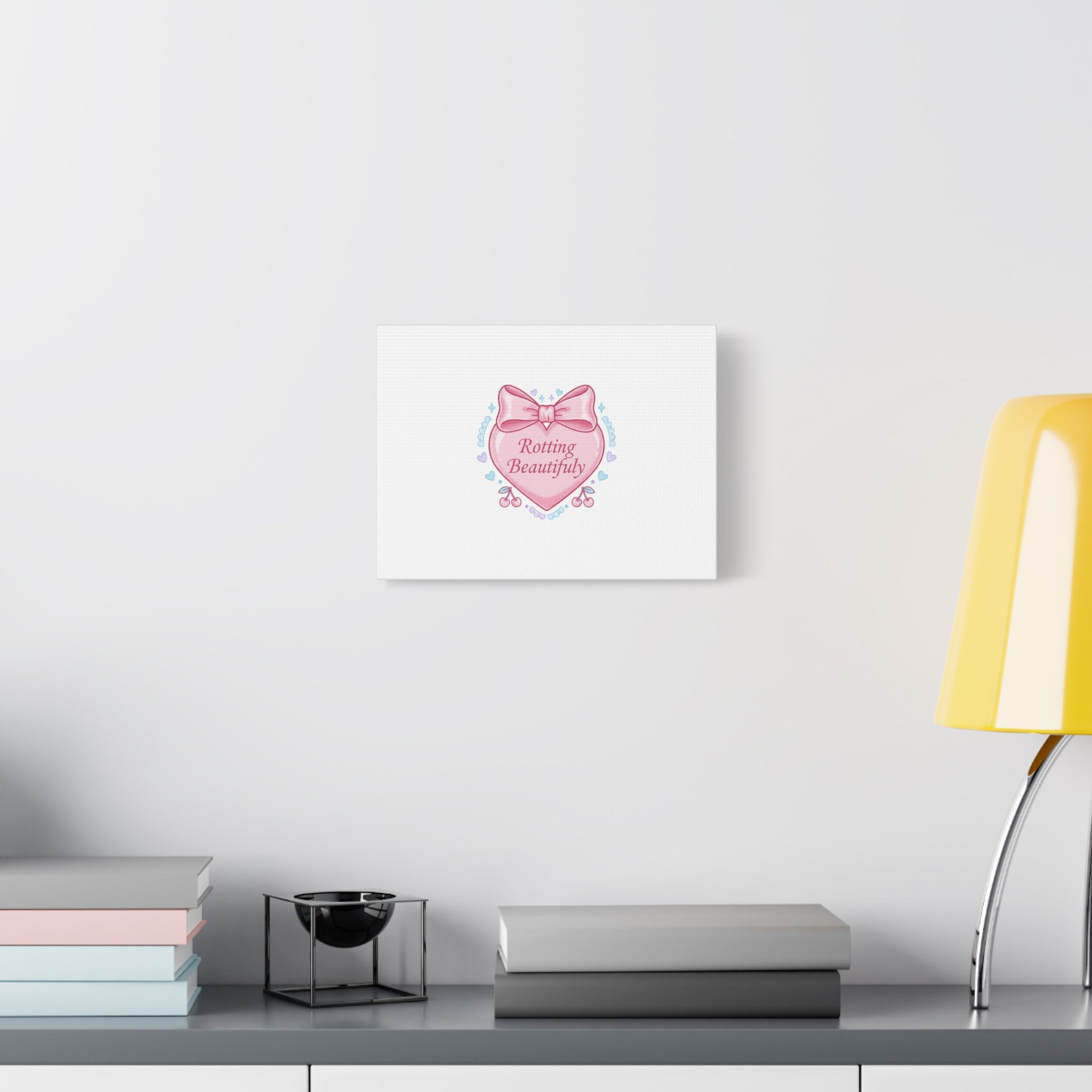 Rotting Beautifully Canvas | Coquette ribbon art, pastel humor