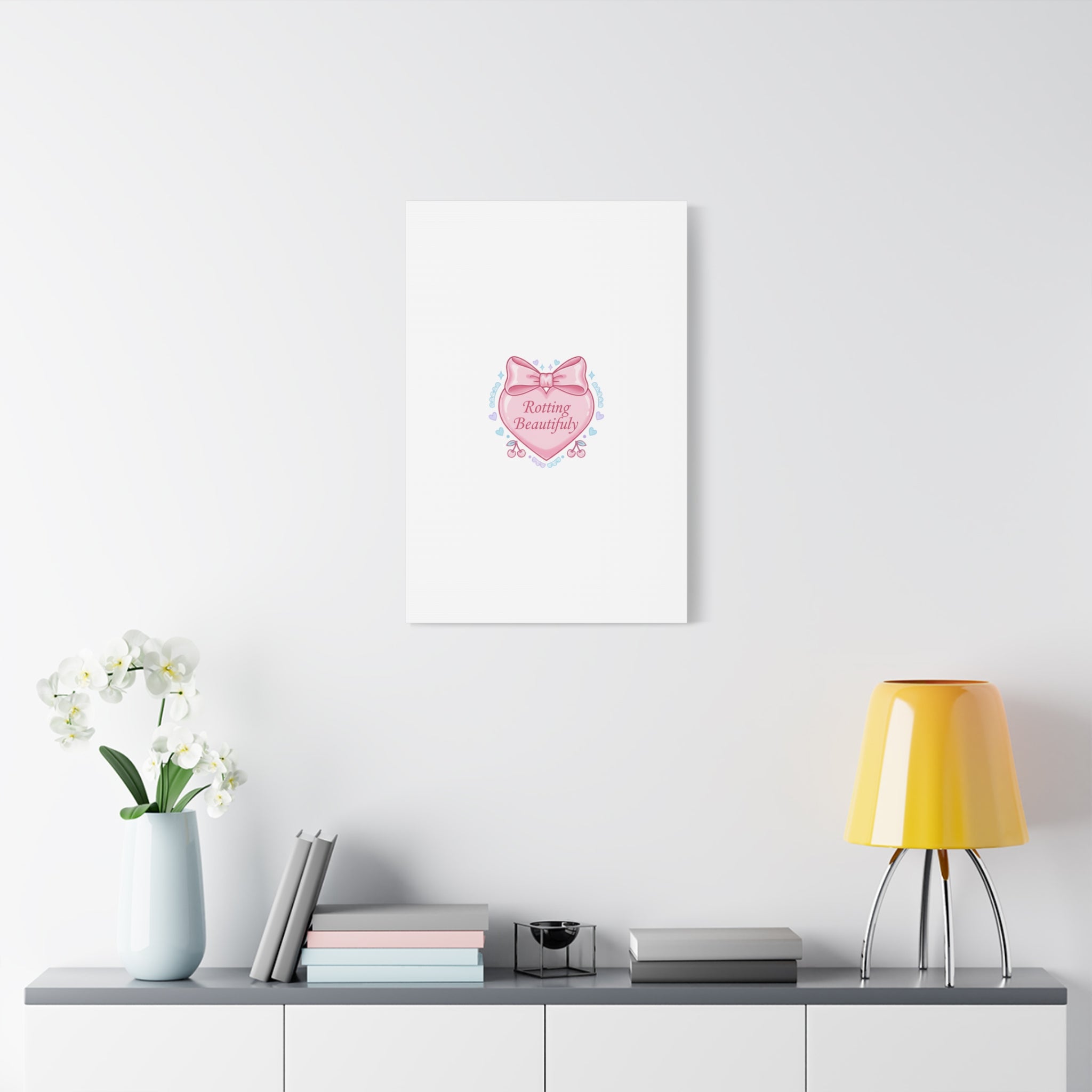 Rotting Beautifully Canvas | Coquette ribbon art, pastel humor