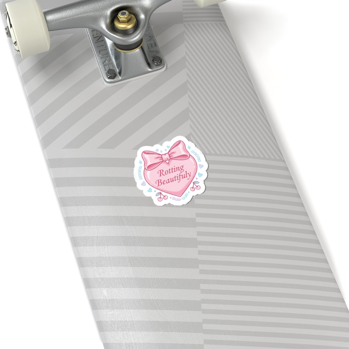 Rotting Beautifully Kiss-Cut Sticker | coquette ribbon, pastel humor