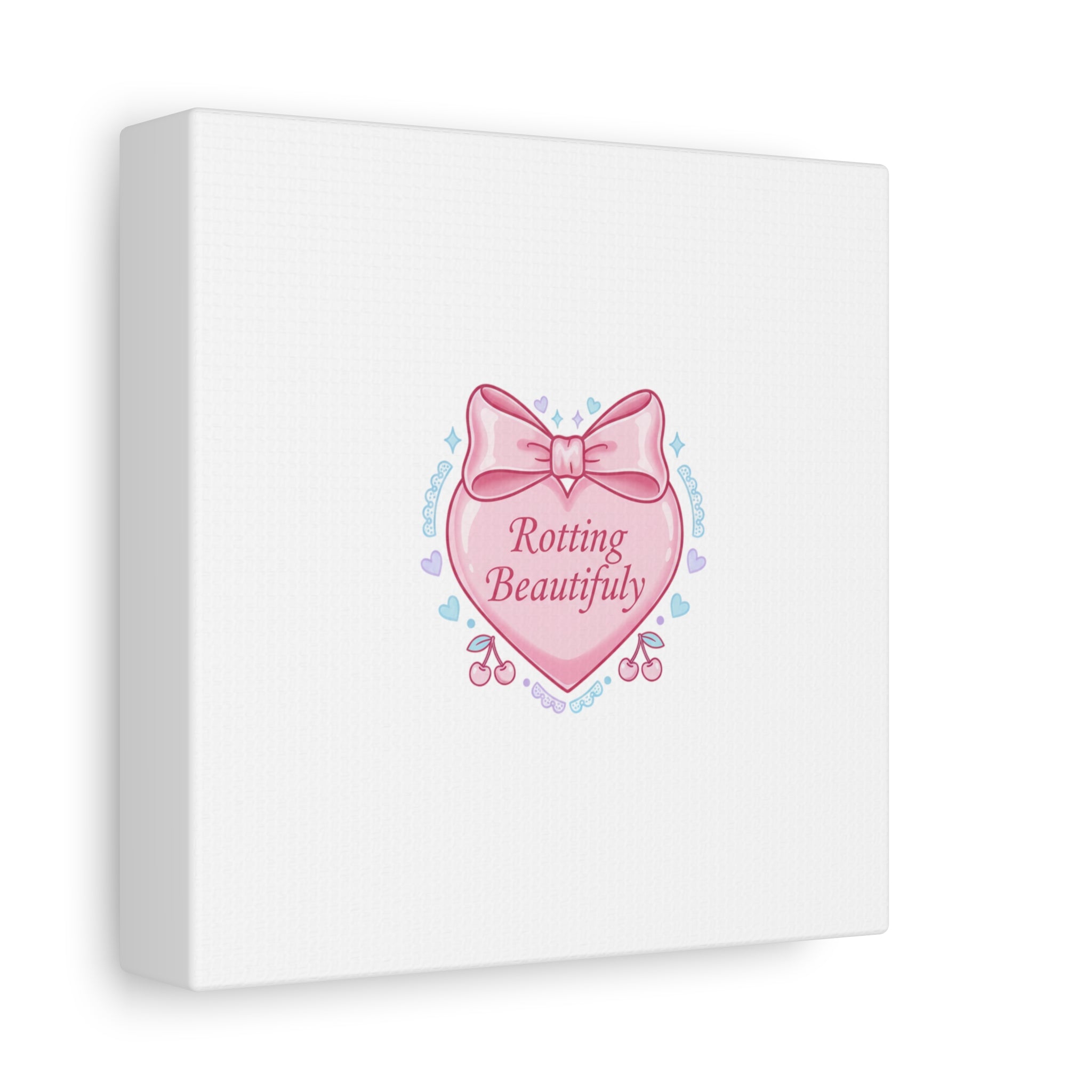 Rotting Beautifully Canvas | Coquette ribbon art, pastel humor