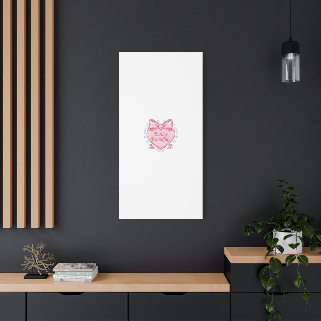 Rotting Beautifully Canvas | Coquette ribbon art, pastel humor