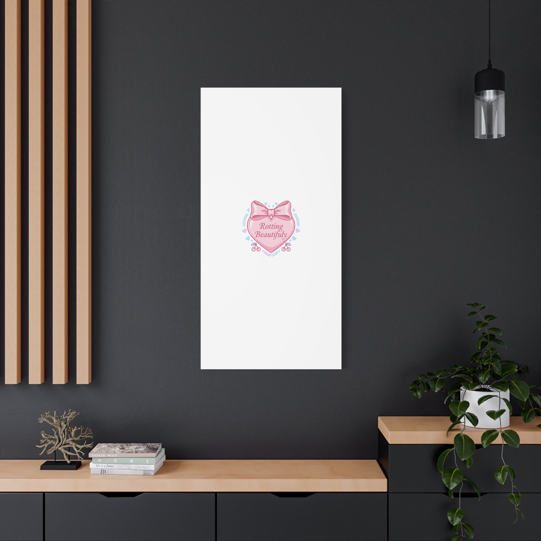 Rotting Beautifully Canvas | Coquette ribbon art, pastel humor