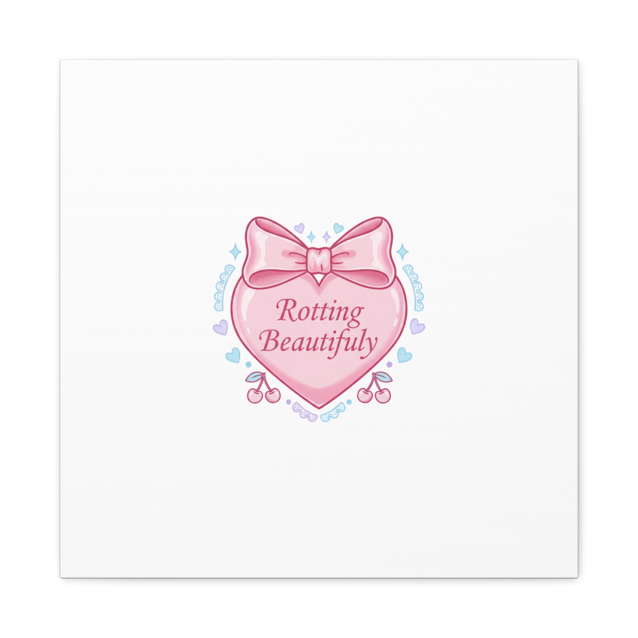Rotting Beautifully Canvas | Coquette ribbon art, pastel humor