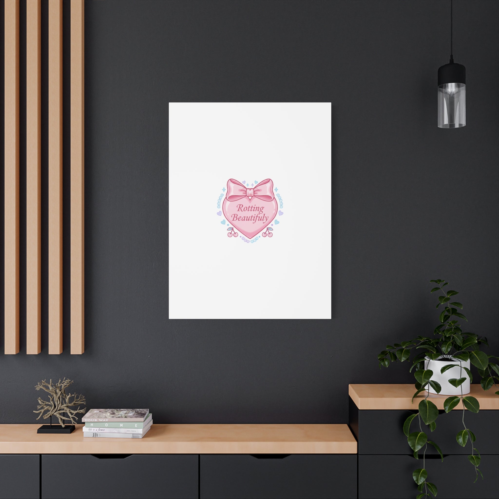 Rotting Beautifully Canvas | Coquette ribbon art, pastel humor