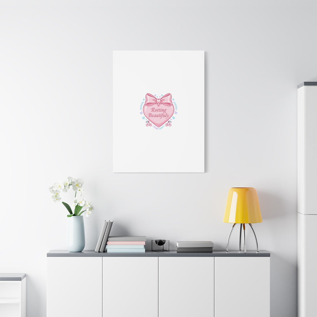 Rotting Beautifully Canvas | Coquette ribbon art, pastel humor