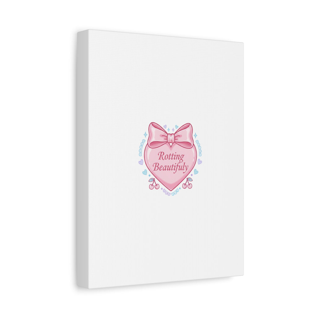 Rotting Beautifully Canvas | Coquette ribbon art, pastel humor