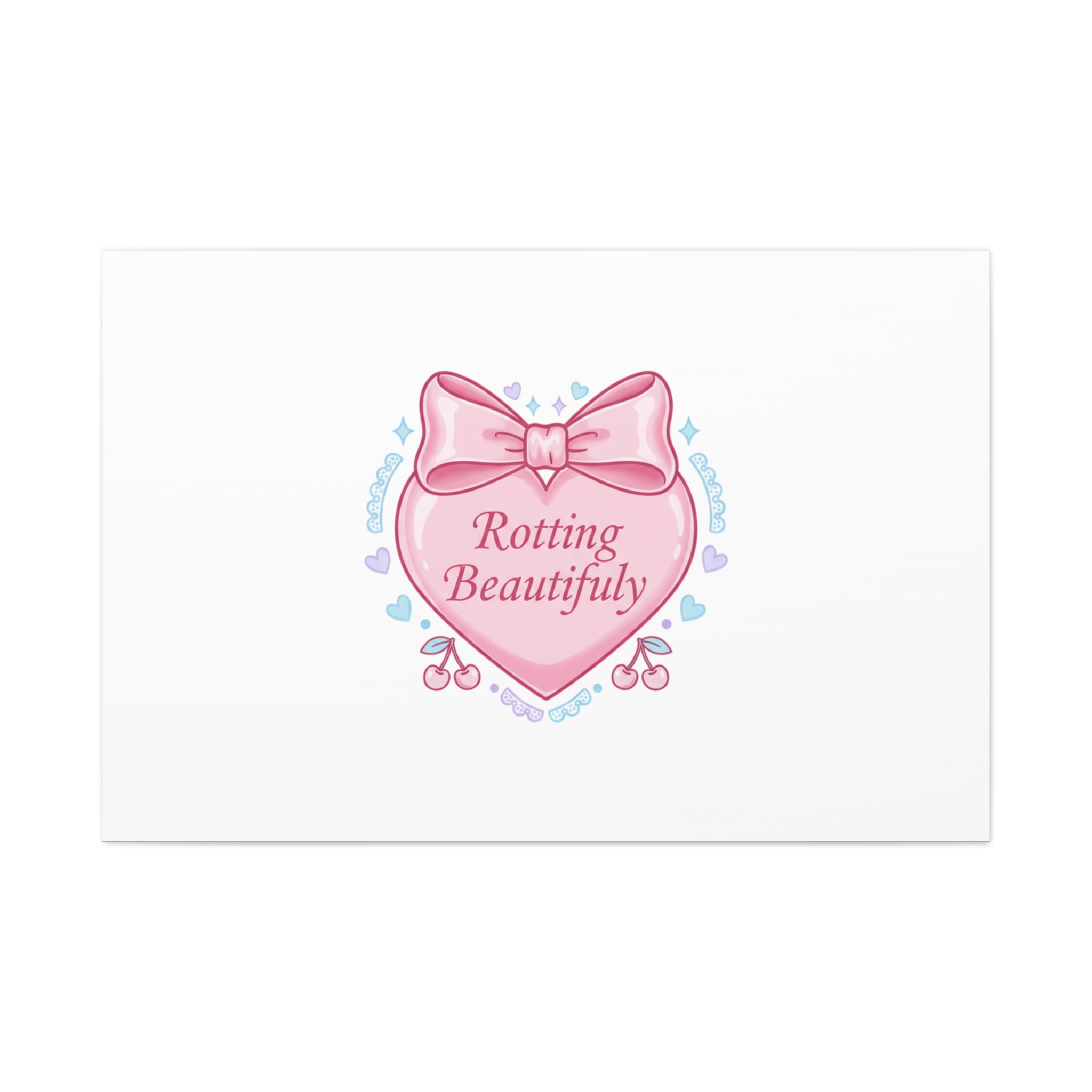 Rotting Beautifully Canvas | Coquette ribbon art, pastel humor