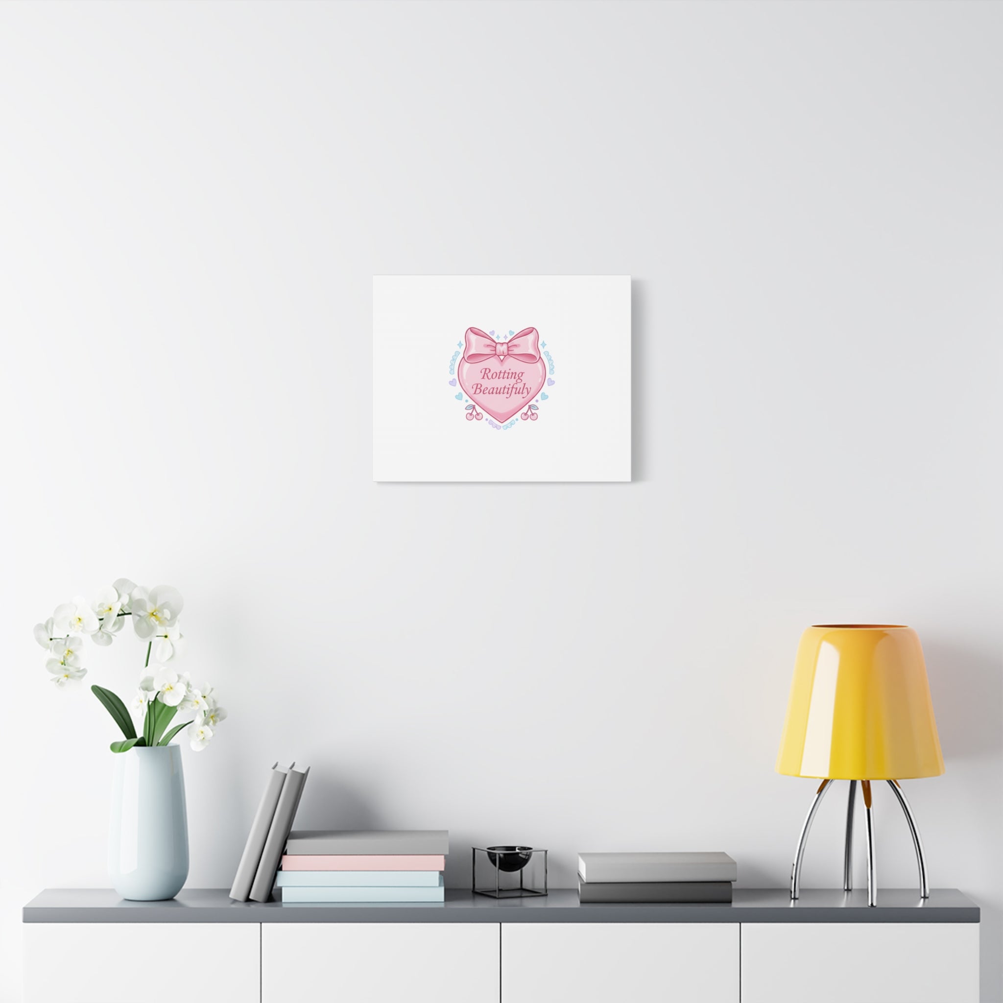 Rotting Beautifully Canvas | Coquette ribbon art, pastel humor