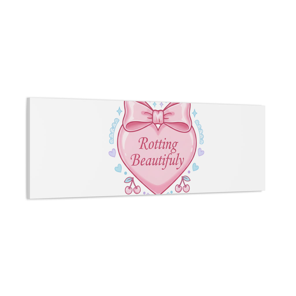 Rotting Beautifully Canvas | Coquette ribbon art, pastel humor