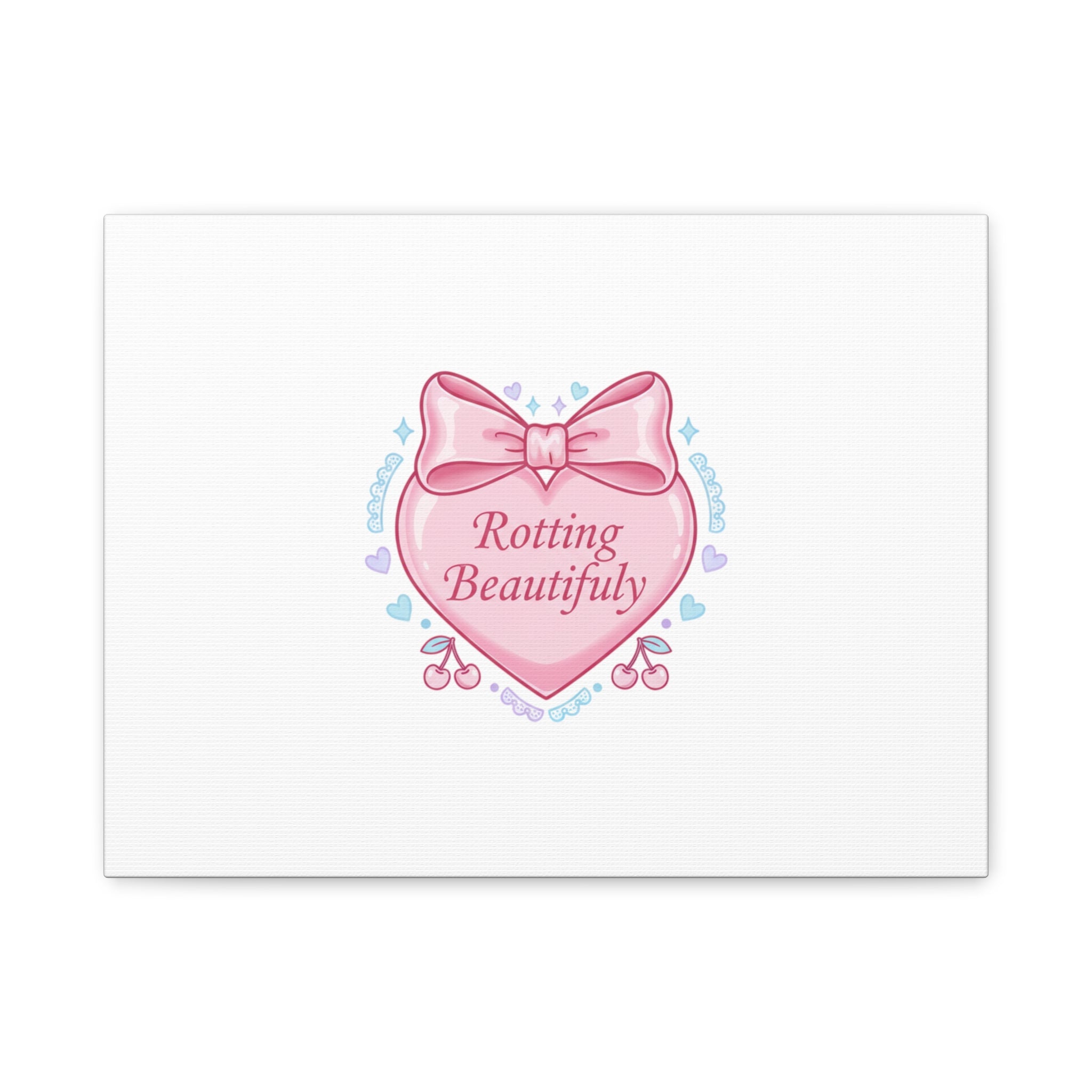 Rotting Beautifully Canvas | Coquette ribbon art, pastel humor
