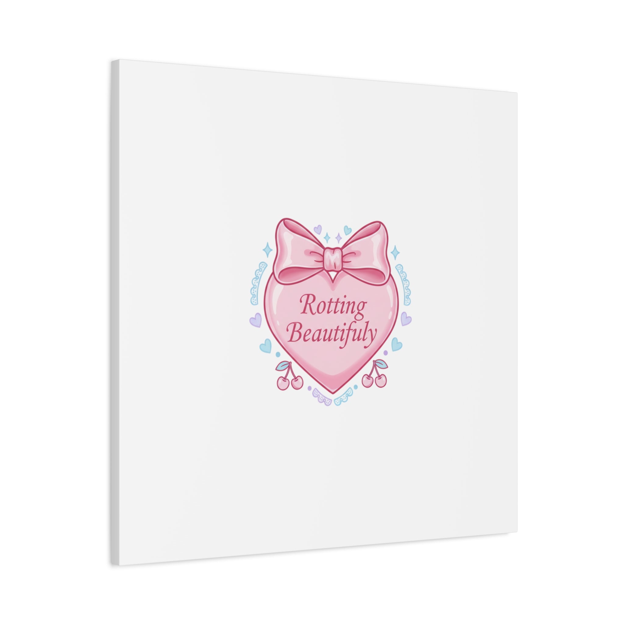 Rotting Beautifully Canvas | Coquette ribbon art, pastel humor
