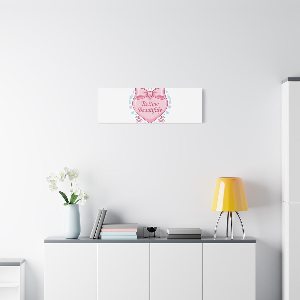 Rotting Beautifully Canvas | Coquette ribbon art, pastel humor