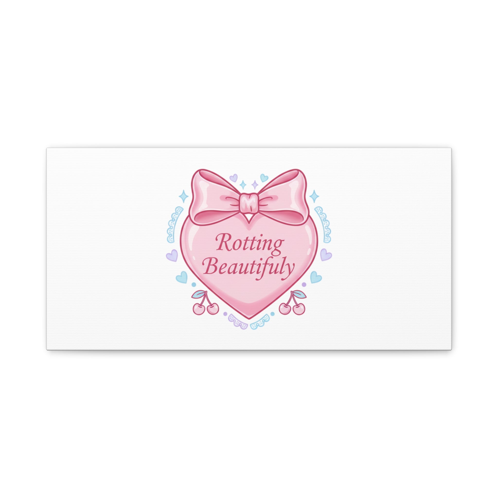 Rotting Beautifully Canvas | Coquette ribbon art, pastel humor