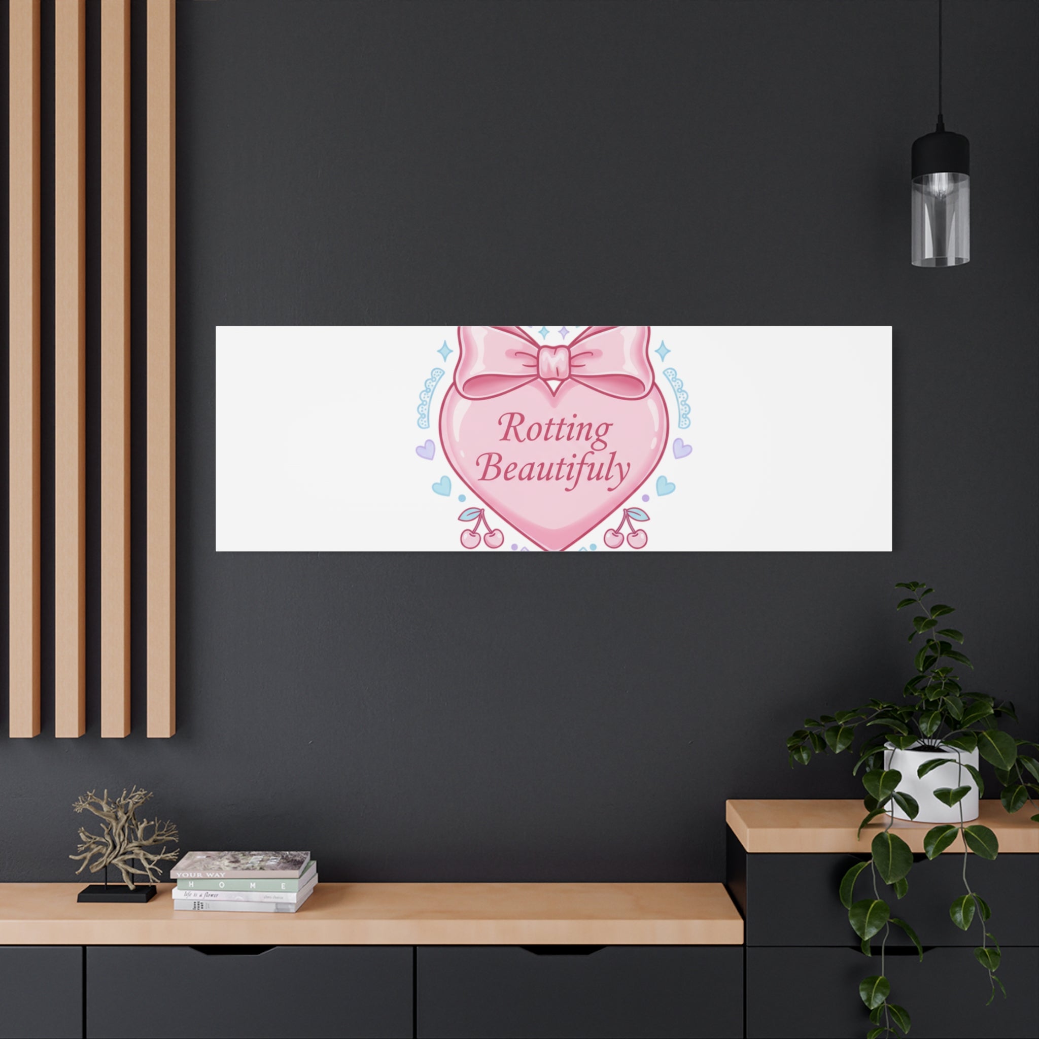 Rotting Beautifully Canvas | Coquette ribbon art, pastel humor
