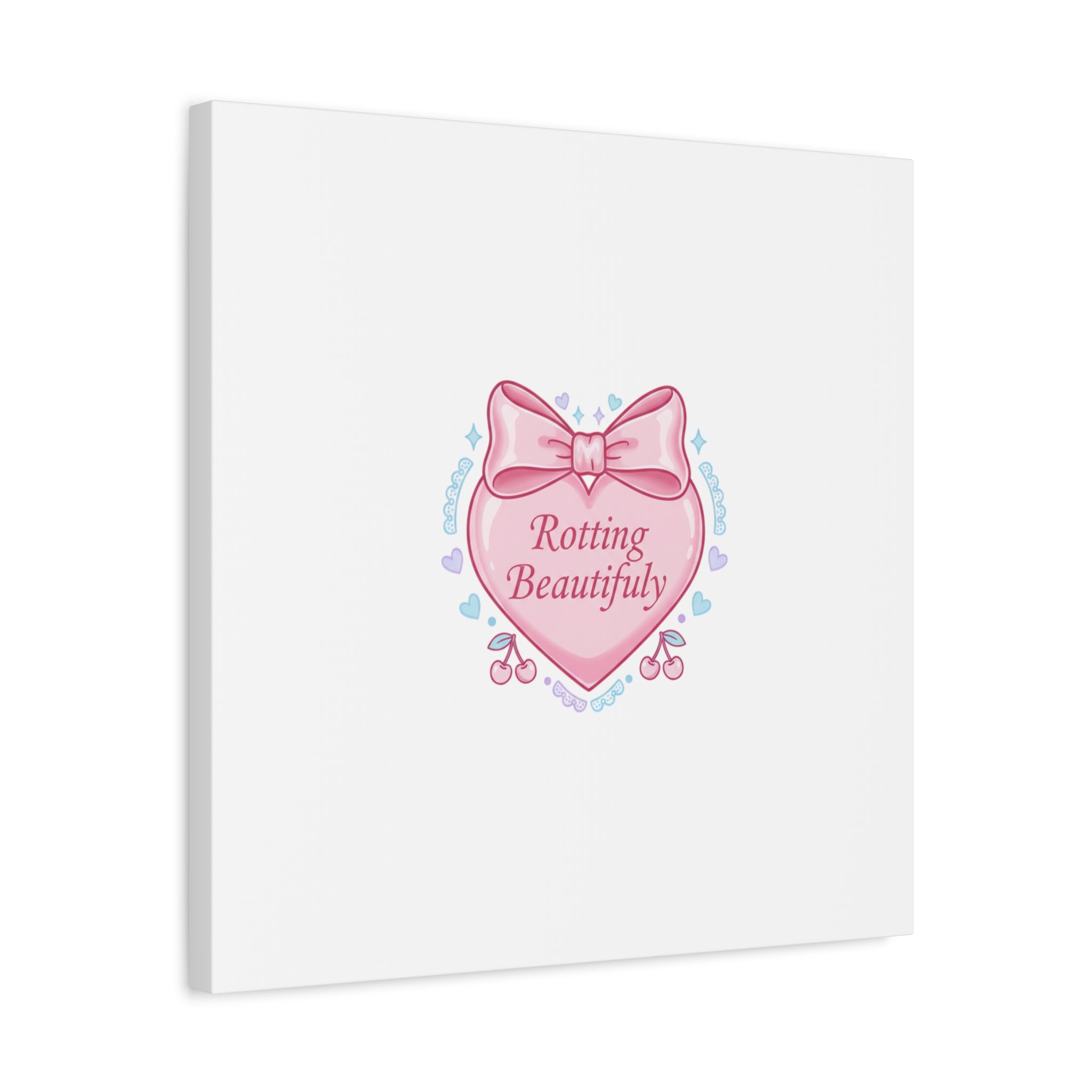 Rotting Beautifully Canvas | Coquette ribbon art, pastel humor