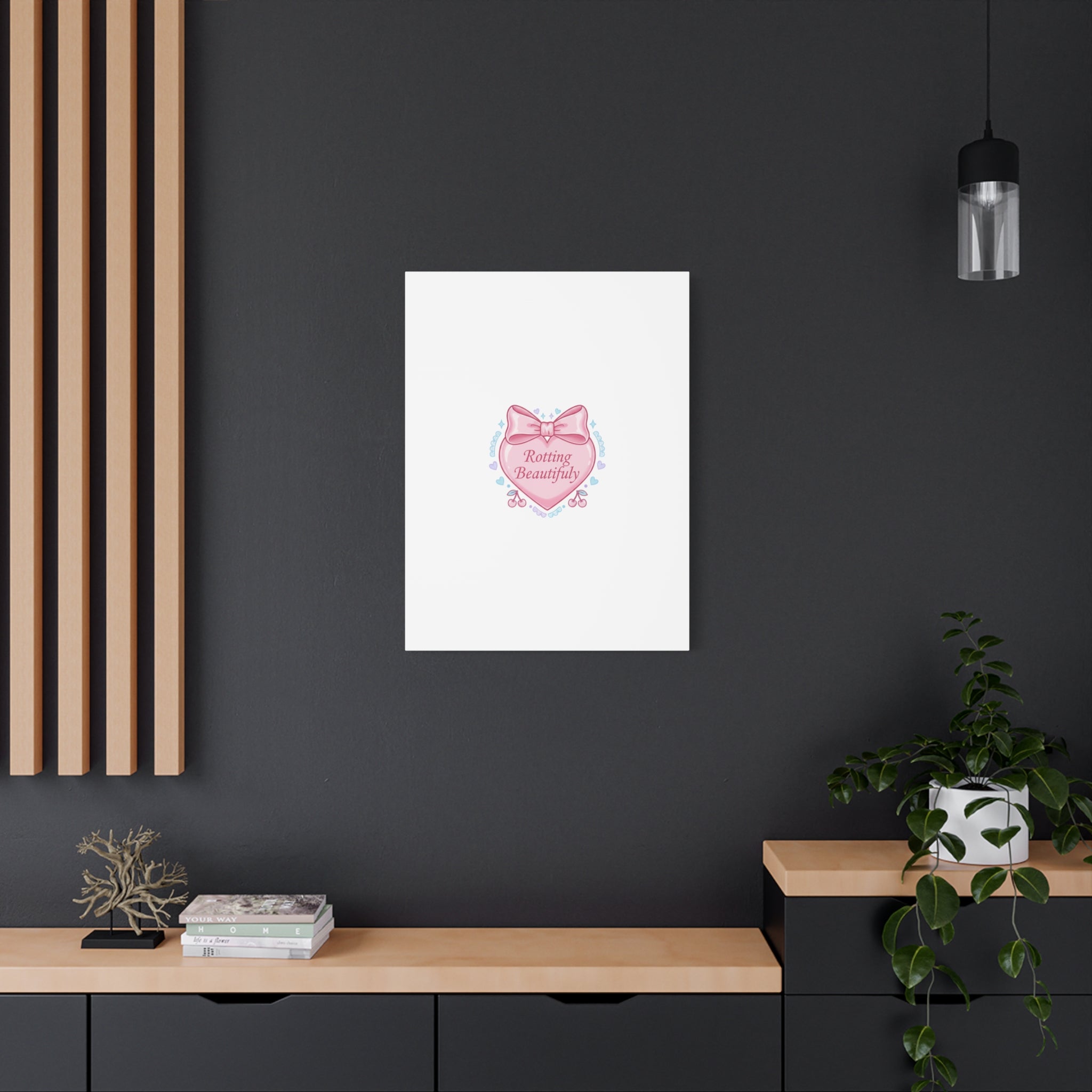 Rotting Beautifully Canvas | Coquette ribbon art, pastel humor