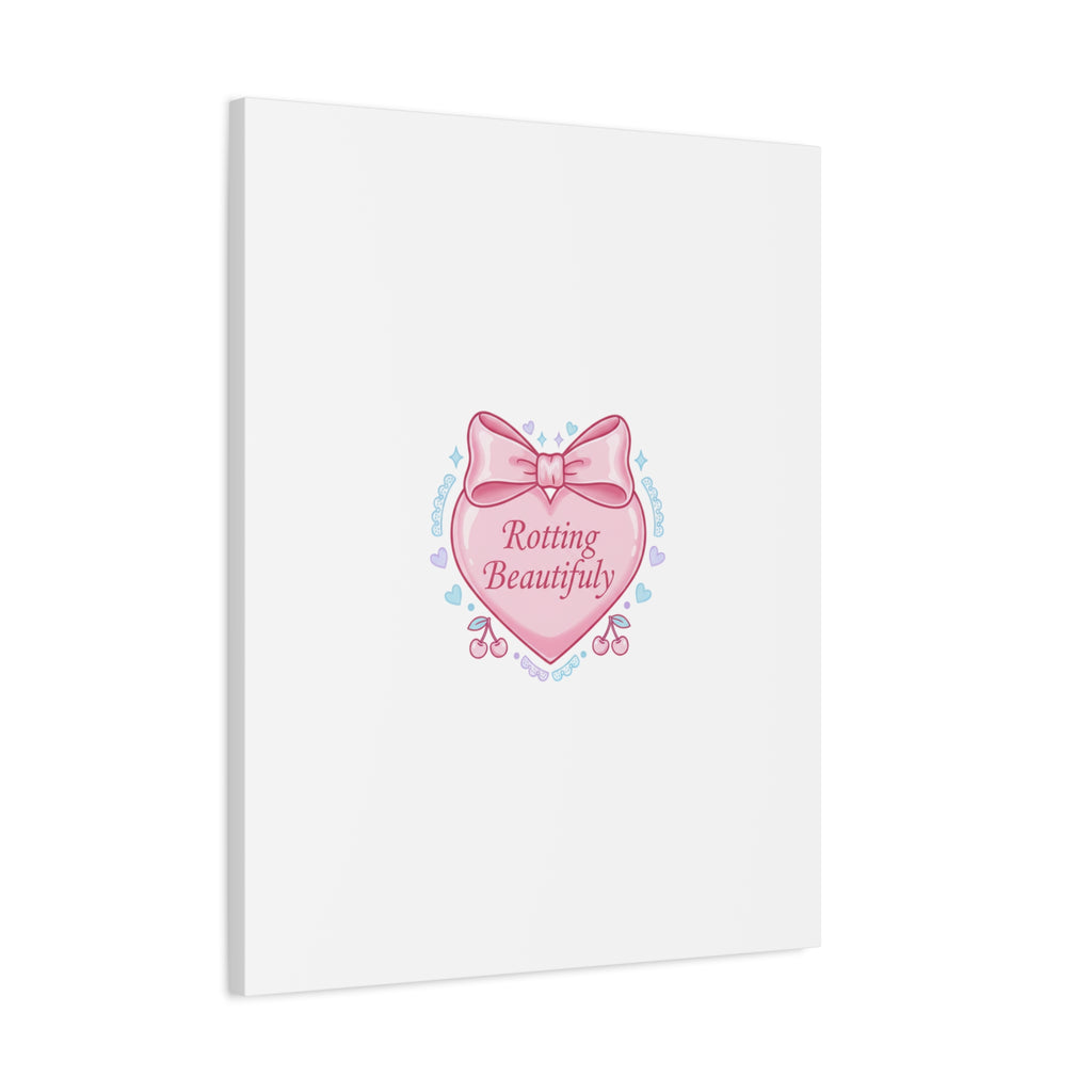 Rotting Beautifully Canvas | Coquette ribbon art, pastel humor