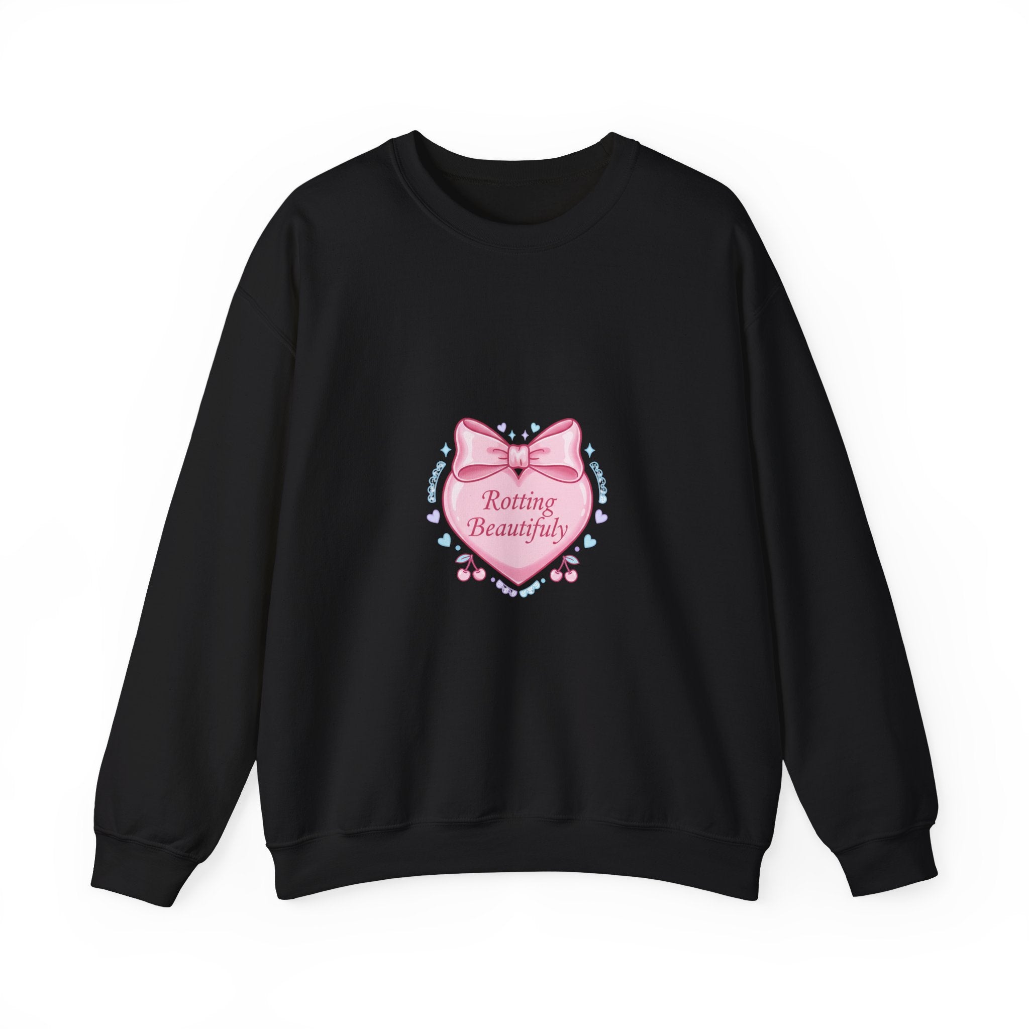 Rotting Beautifully Crewneck Sweatshirt | coquette ribbon, pastel humor